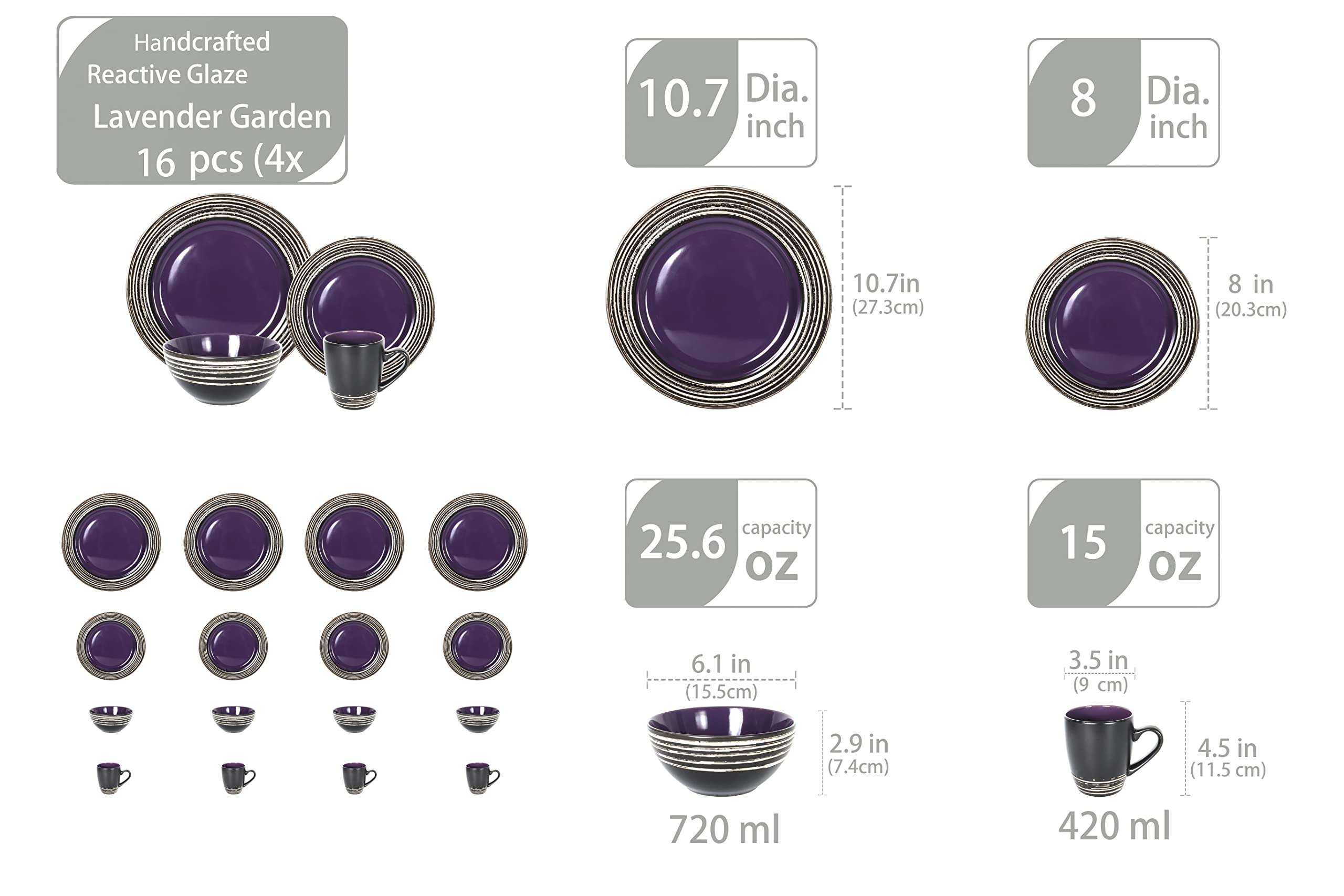 Stoneware Handcrafted Tree Bark Effected Glaze Dinnerware Set