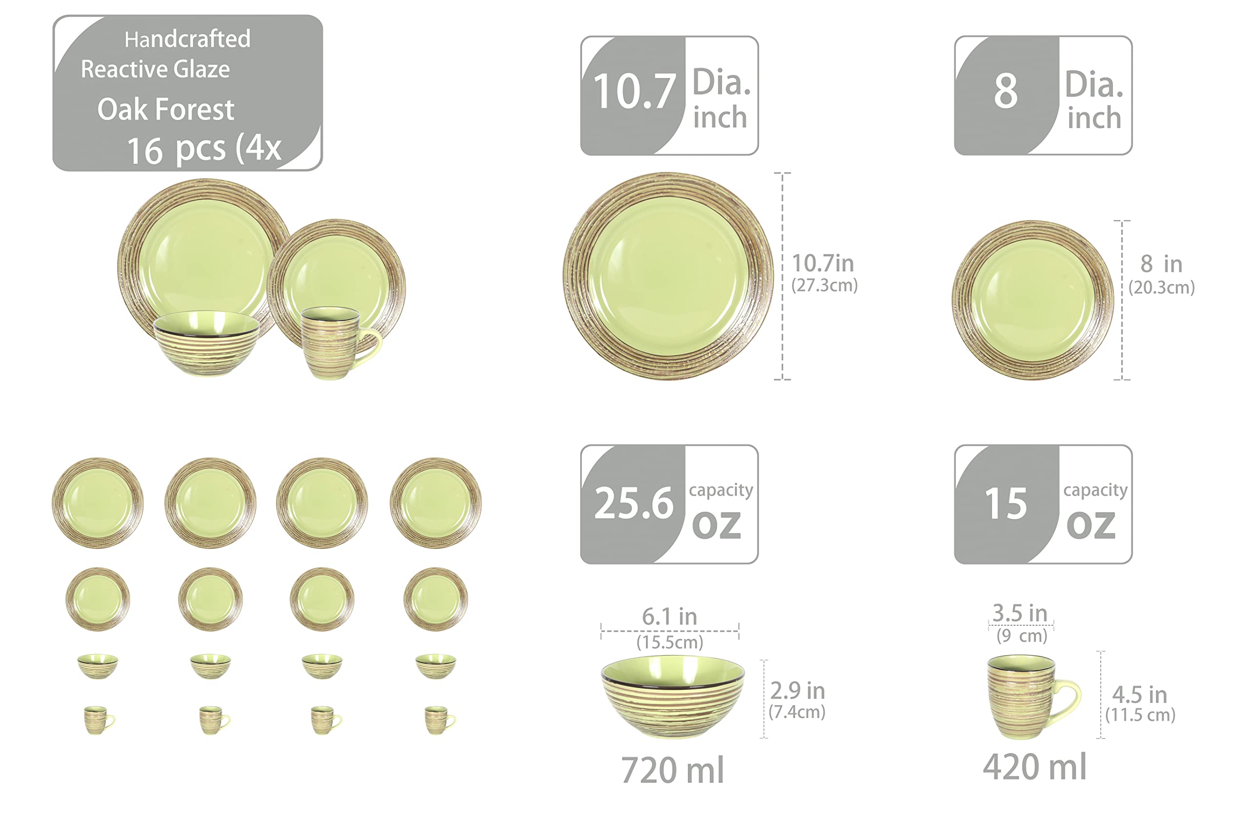 Stoneware Handcrafted Tree Bark Effected Glaze Dinnerware Set