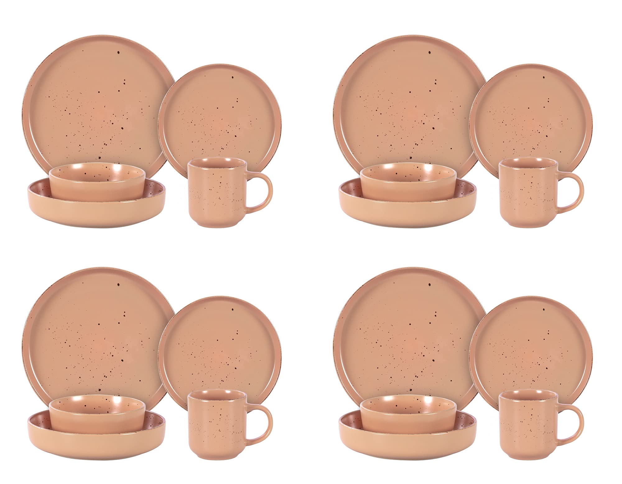 Nordic Rising-Rim Speckled Stoneware Dinnerware Set