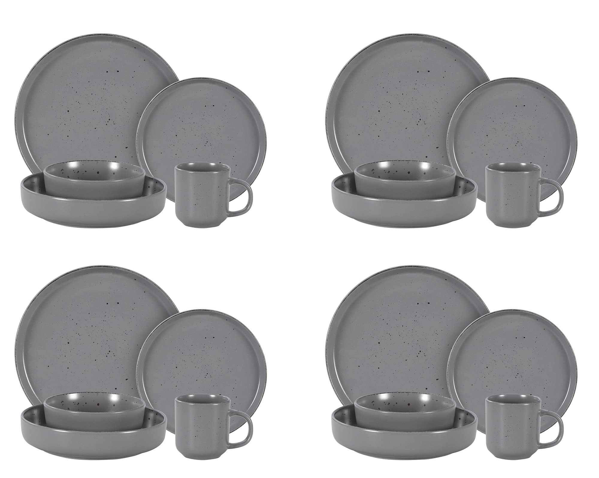 Nordic Rising-Rim Speckled Stoneware Dinnerware Set