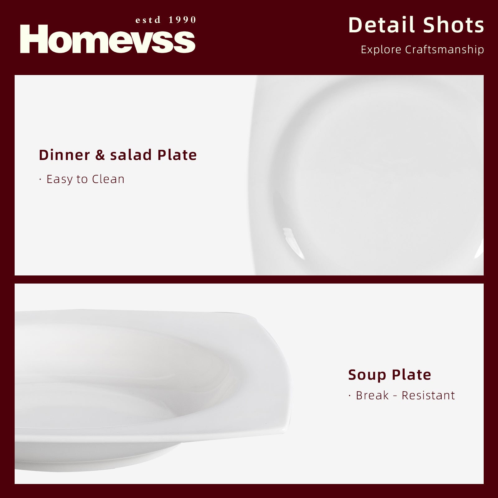 Bone China Square Rim Dinnerware Set