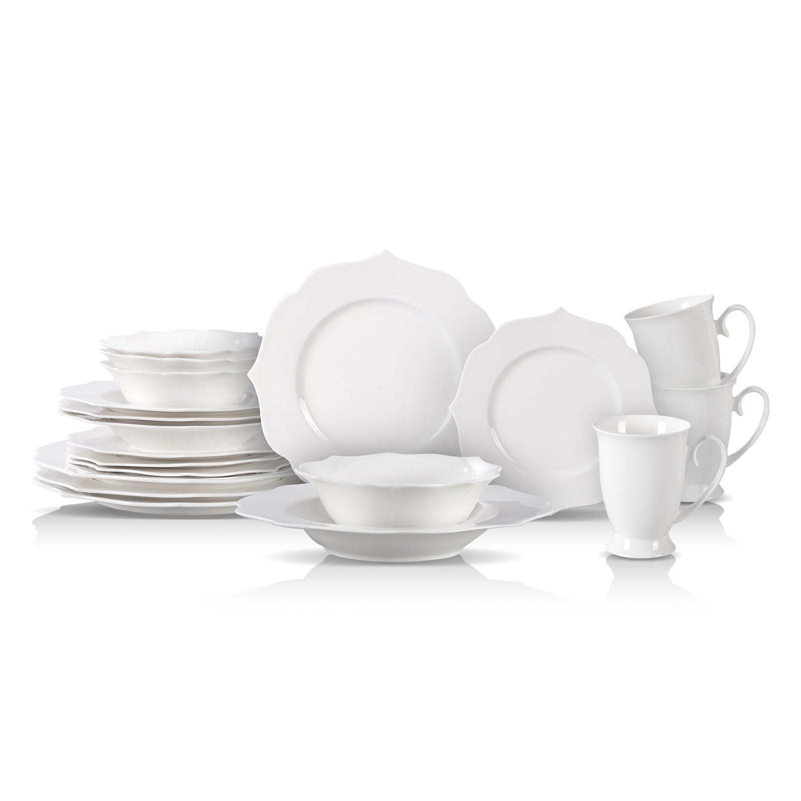 Bone China Embossed Lotus Dinnerware Set