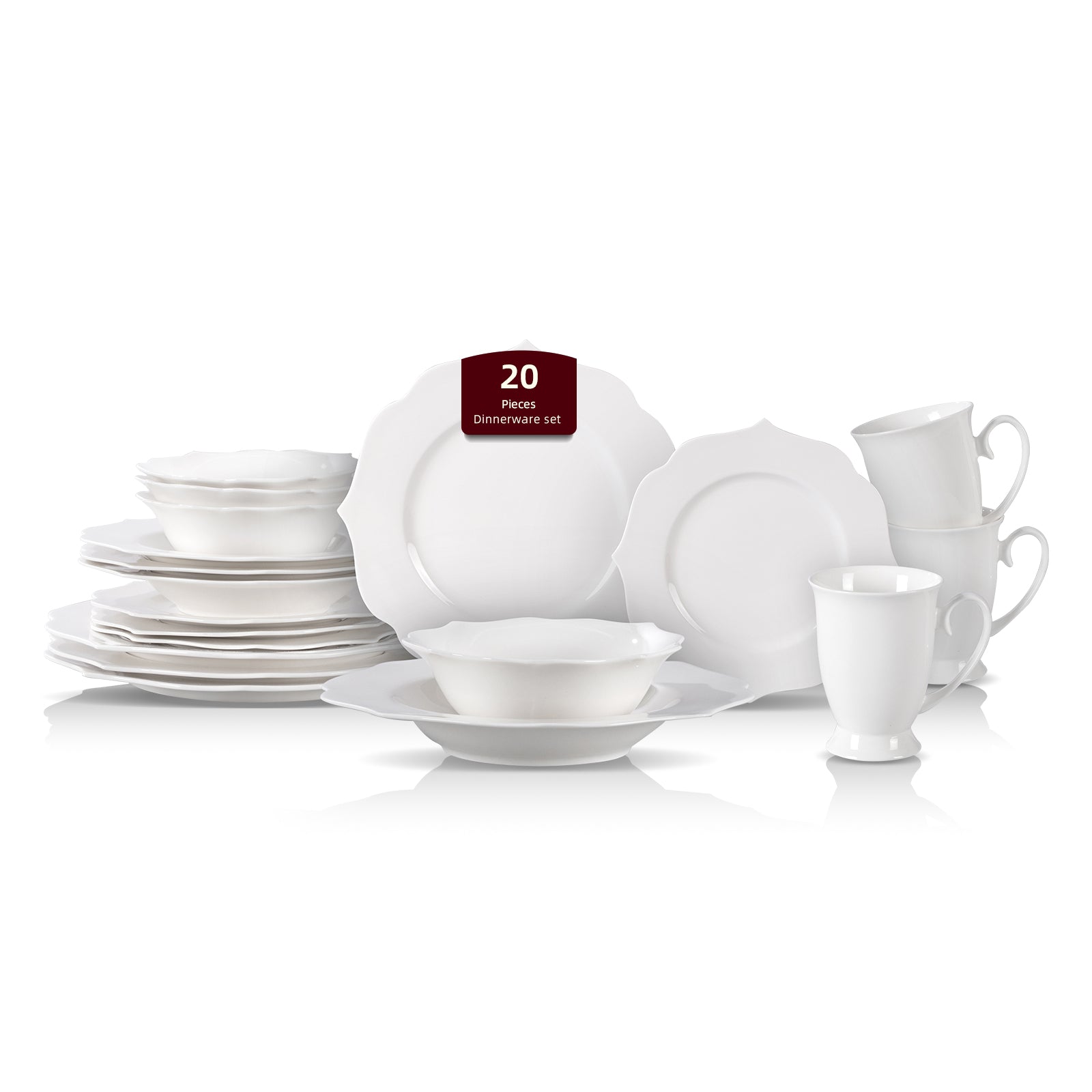 Bone China Embossed Lotus Dinnerware Set