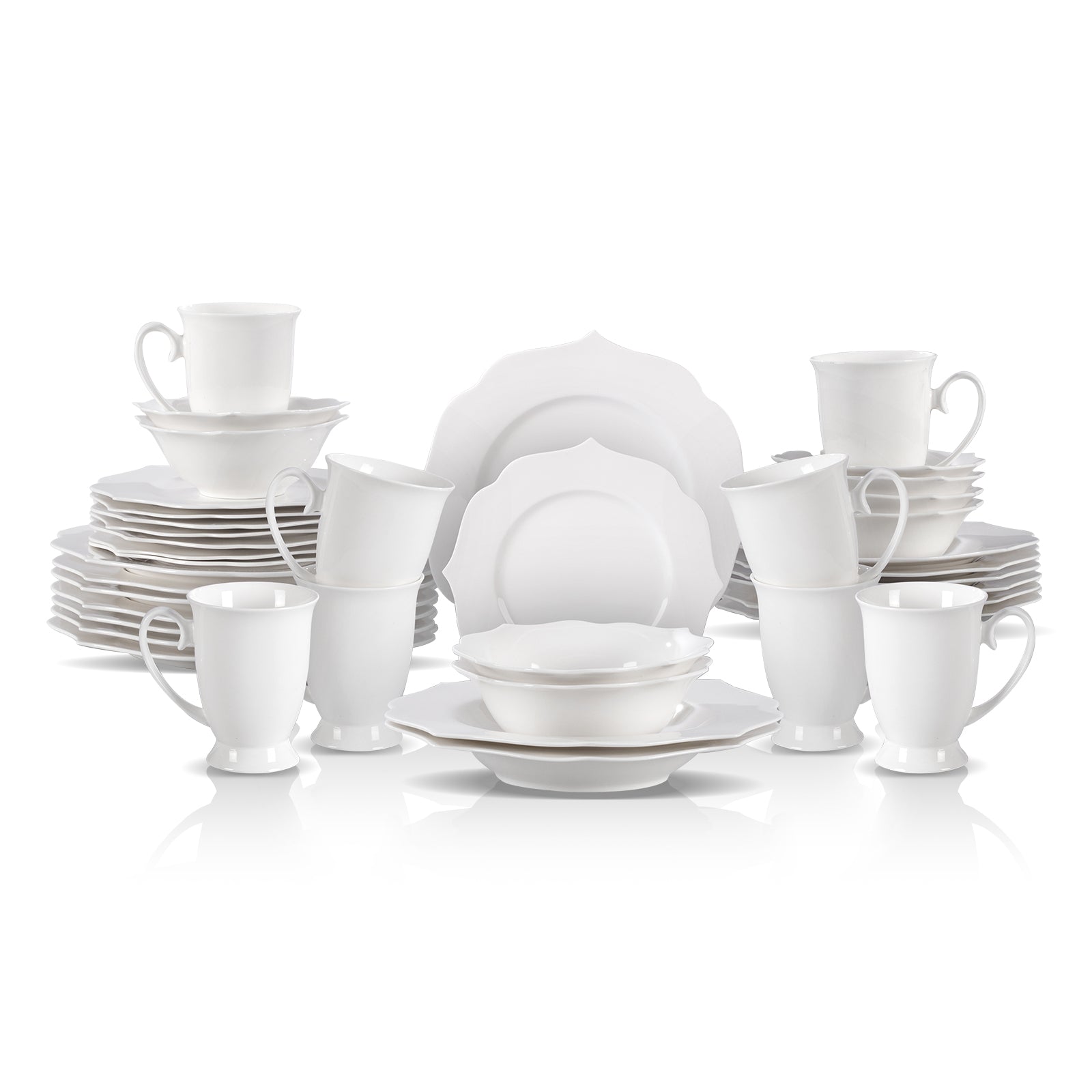 Bone China Embossed Lotus Dinnerware Set