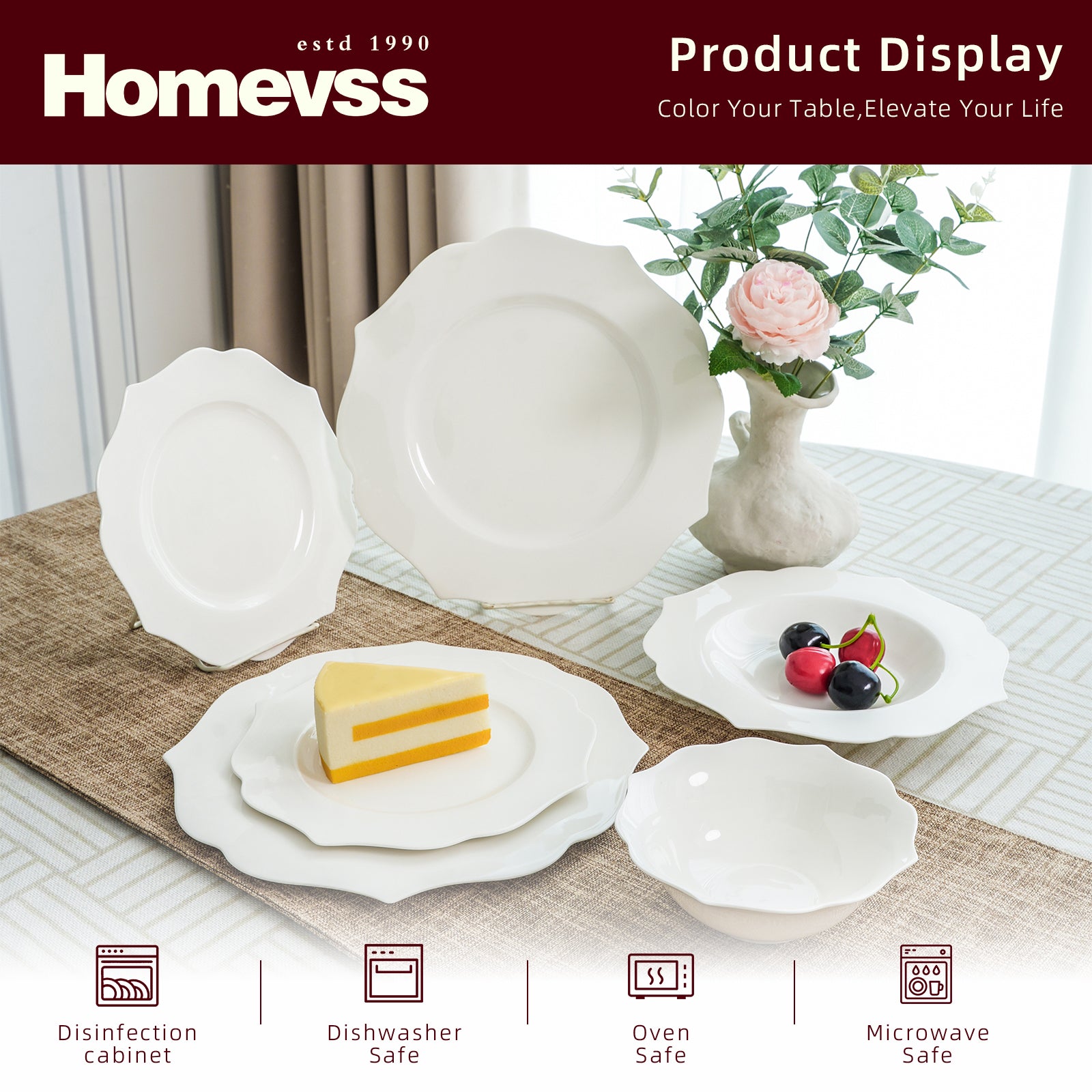 Bone China Embossed Lotus Dinnerware Set