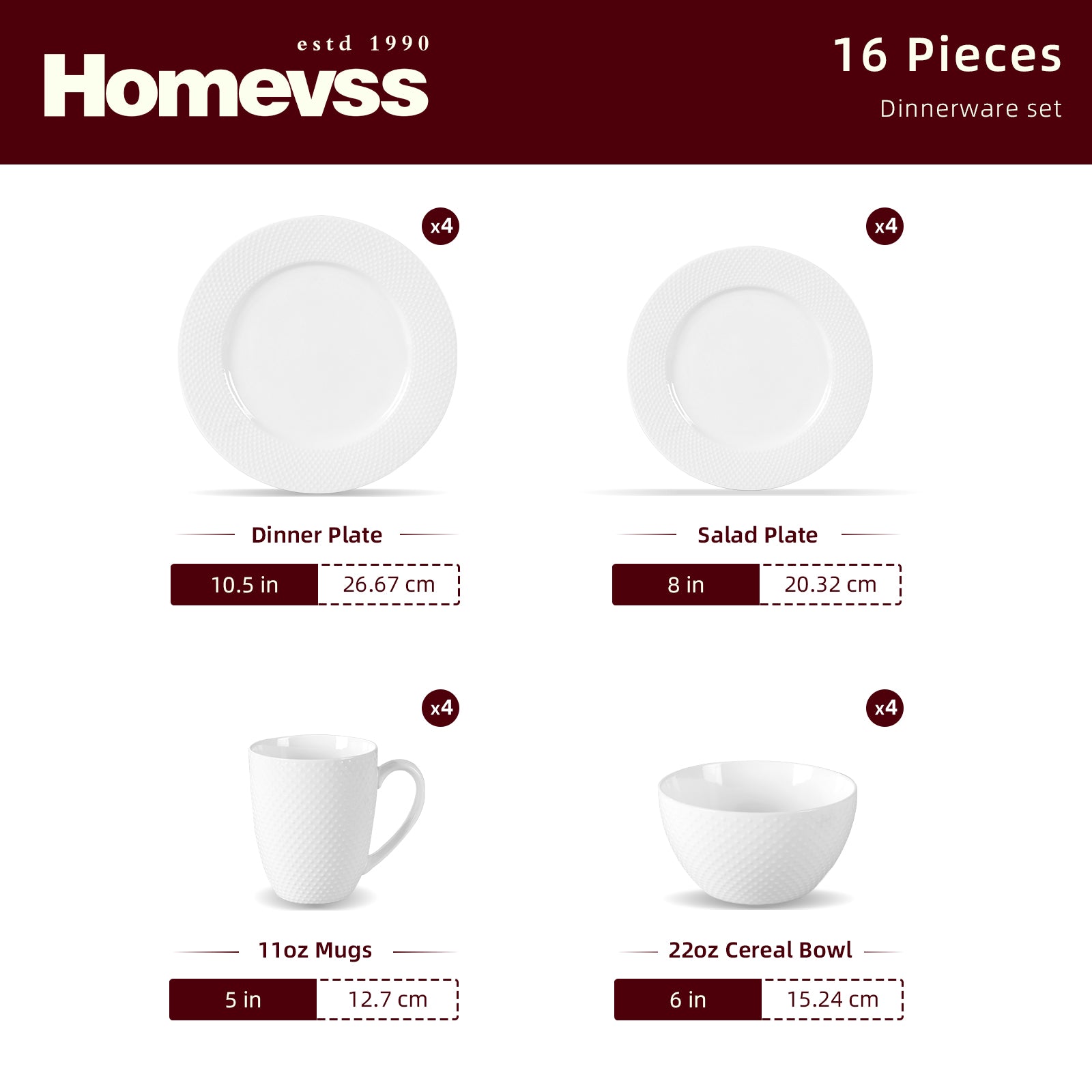 Bone China Embossed Rain Drops Dinnerware Set