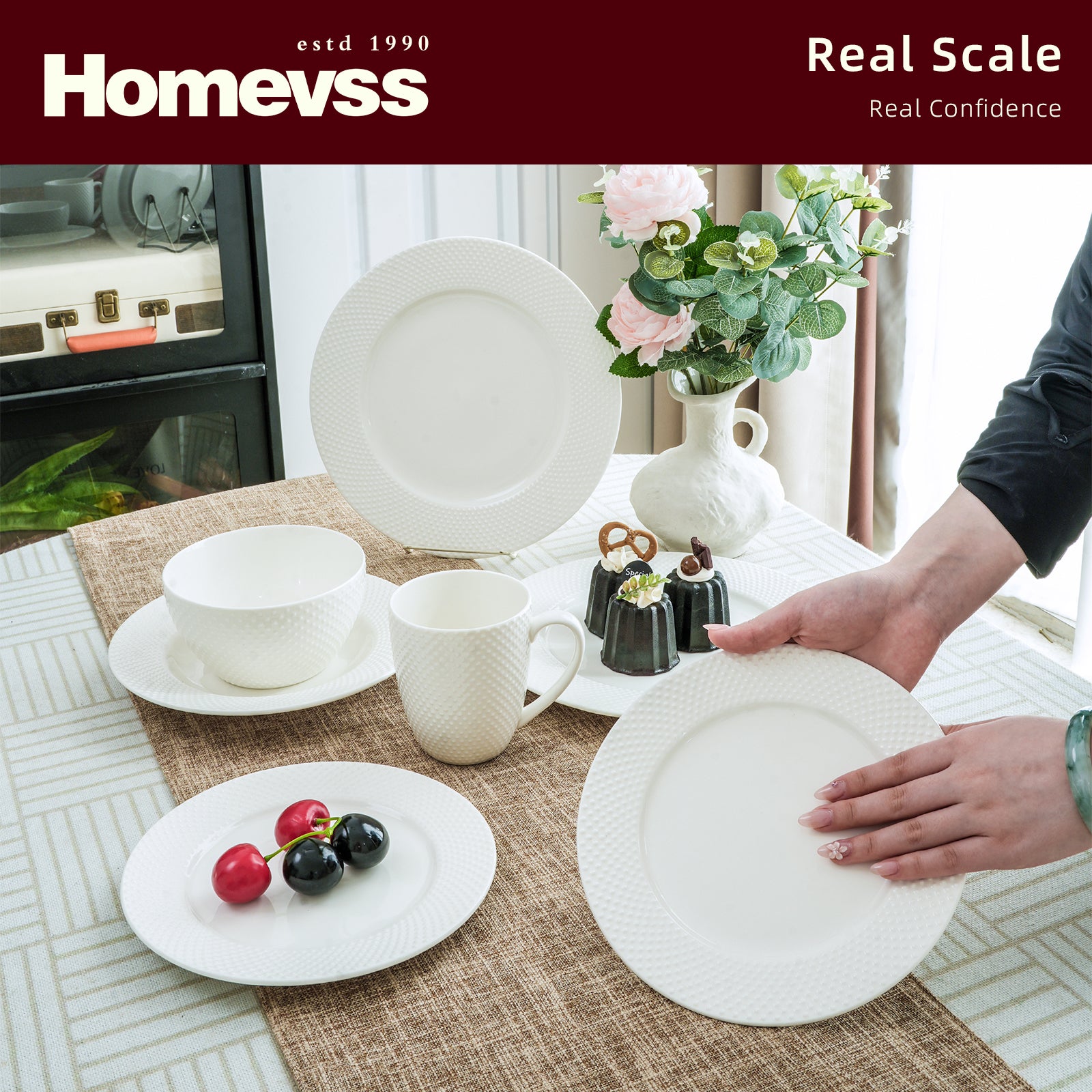 Bone China Embossed Rain Drops Dinnerware Set