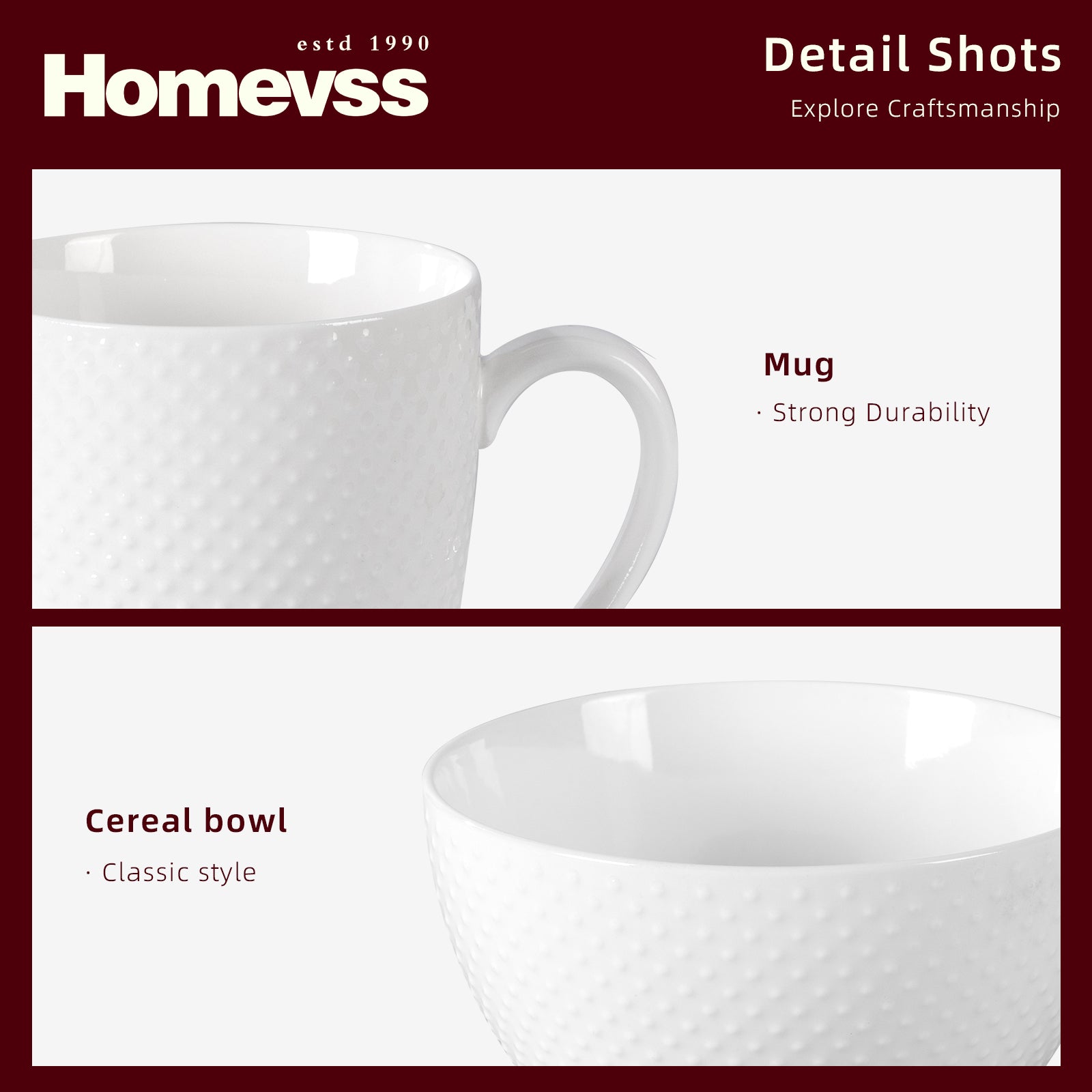 Bone China Embossed Rain Drops Dinnerware Set