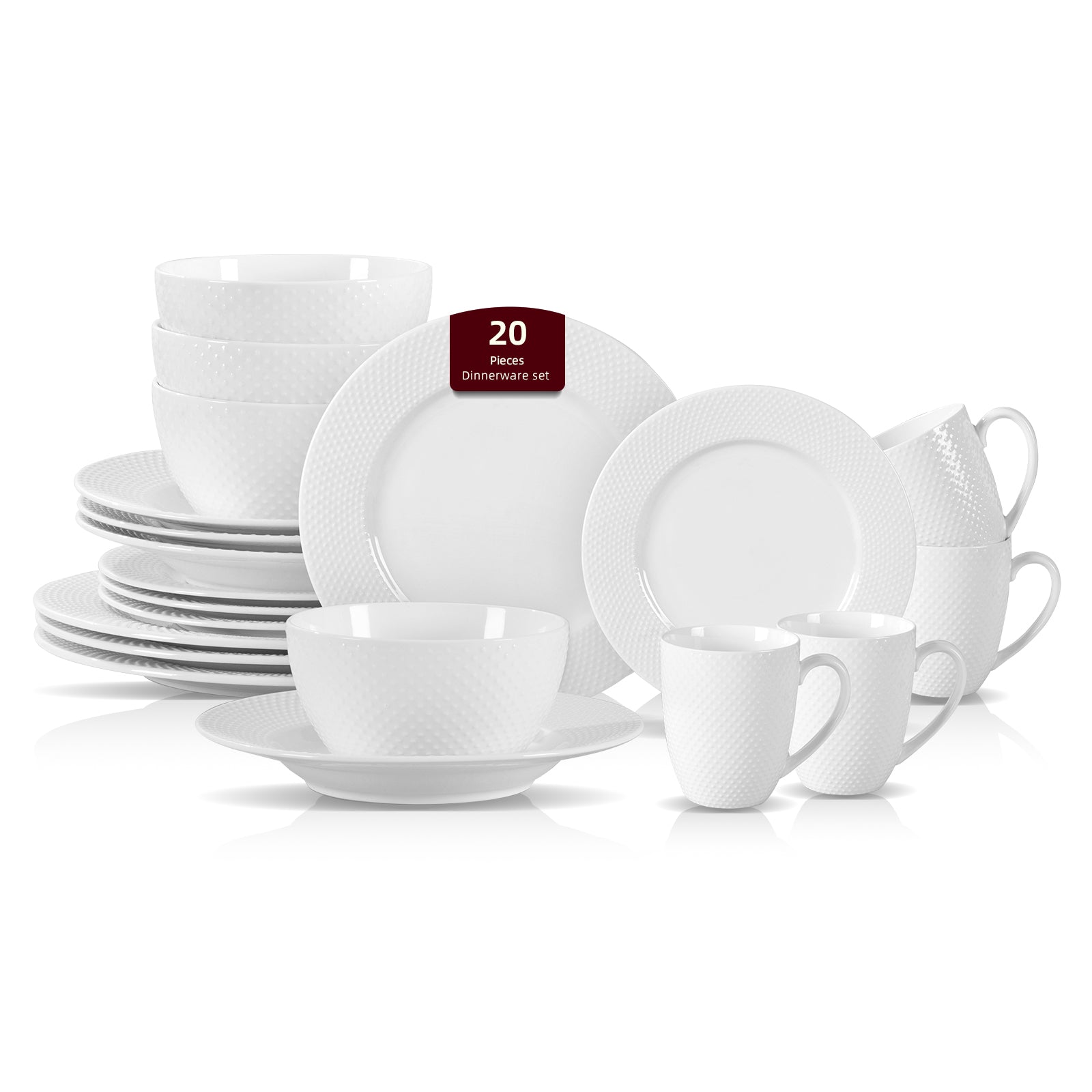 Bone China Embossed Rain Drops Dinnerware Set