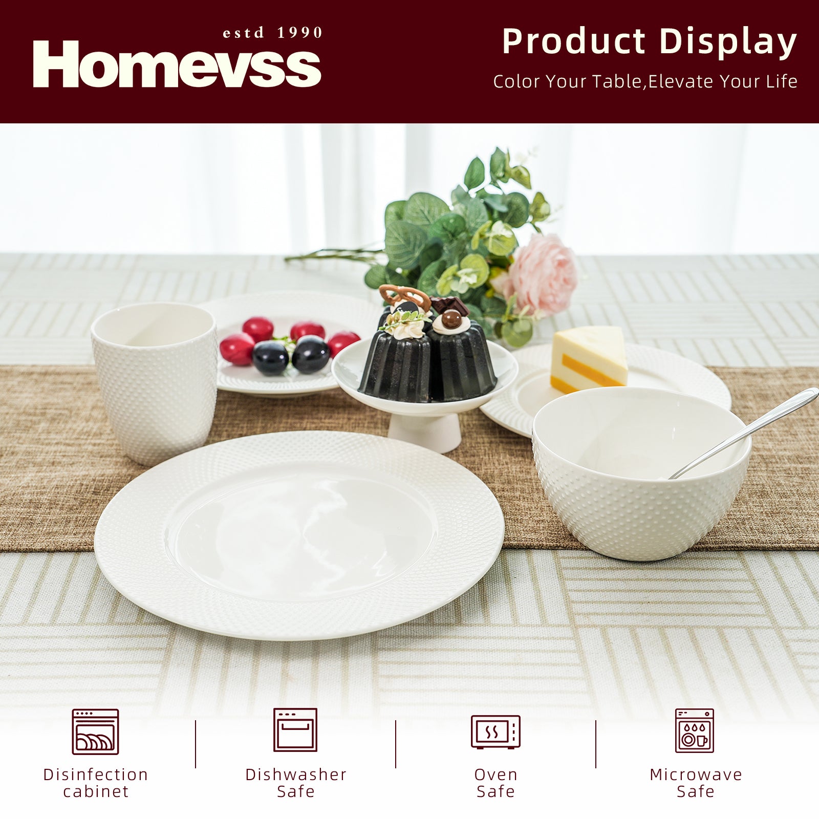Bone China Embossed Rain Drops Dinnerware Set