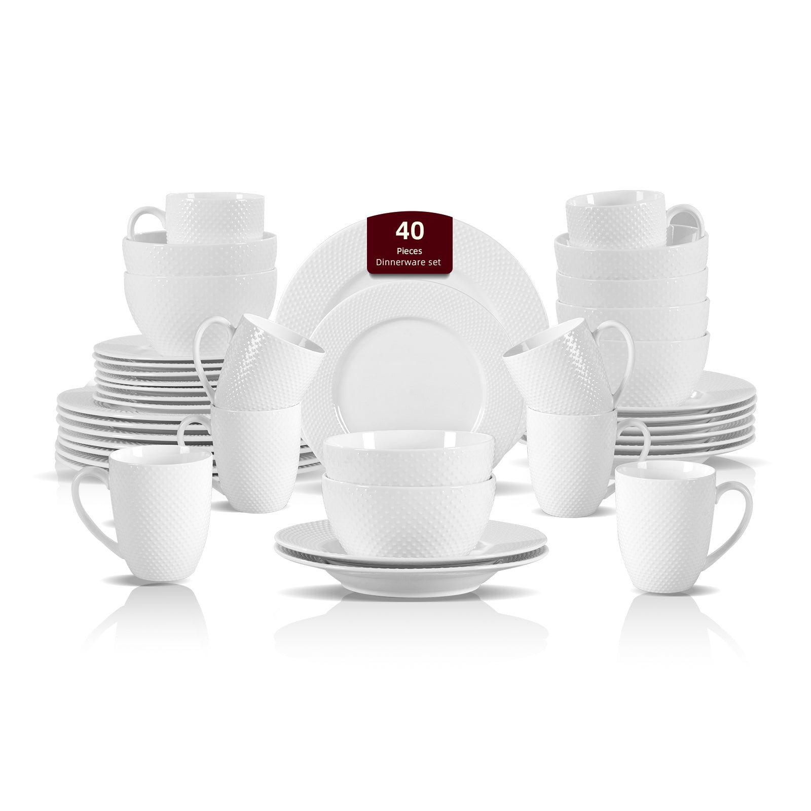 Bone China Embossed Rain Drops Dinnerware Set