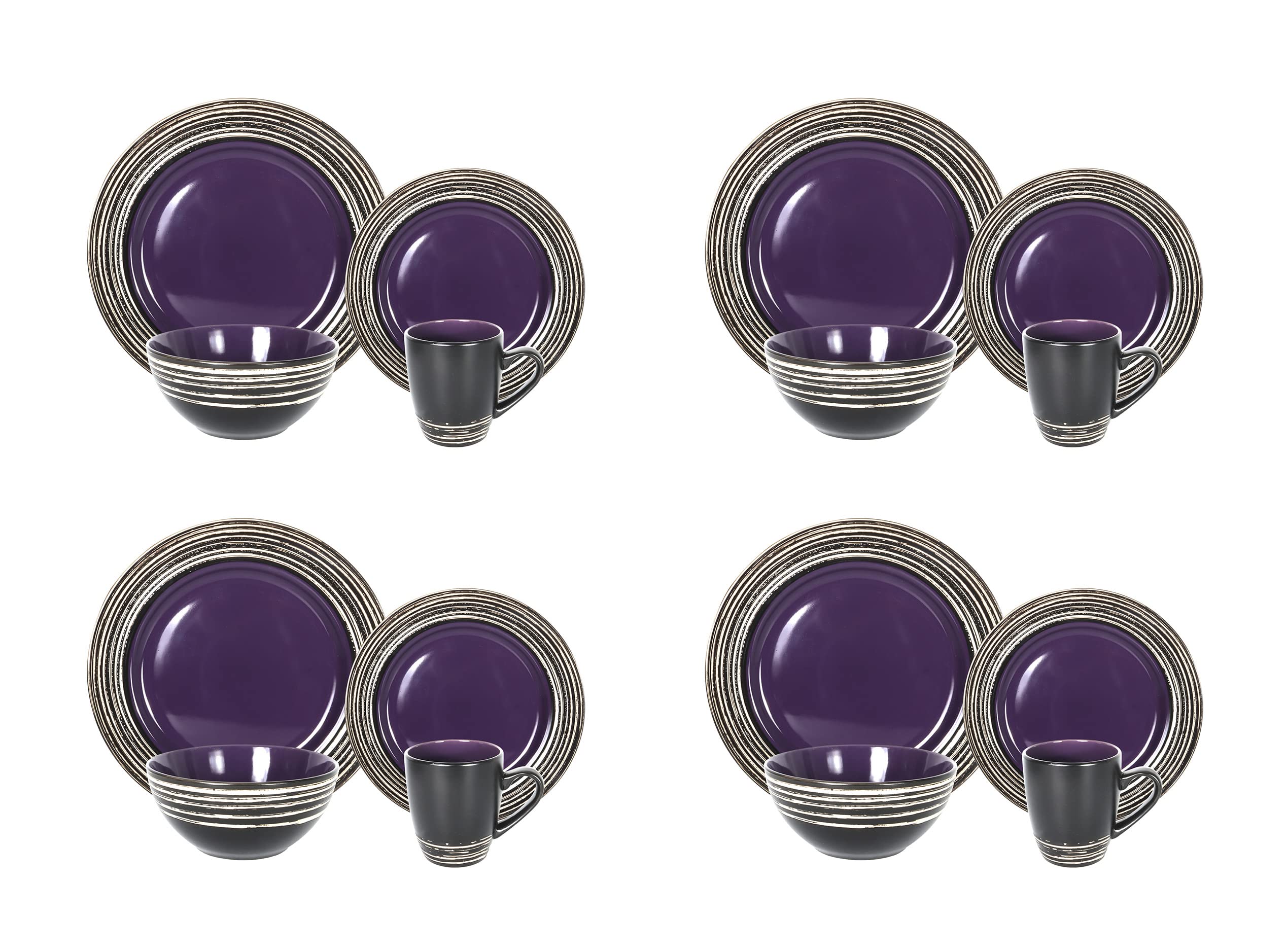 Stoneware Handcrafted Tree Bark Effected Glaze Dinnerware Set