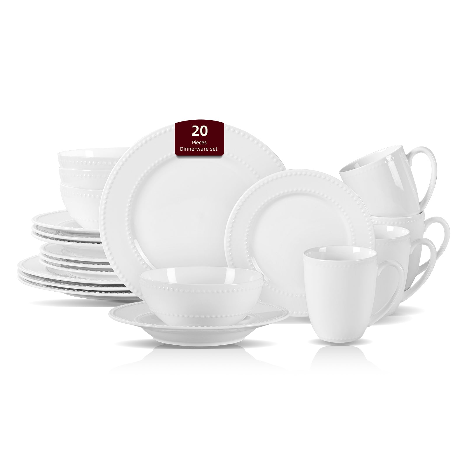Bone China Embossed Pearl Dots Dinnerware Set