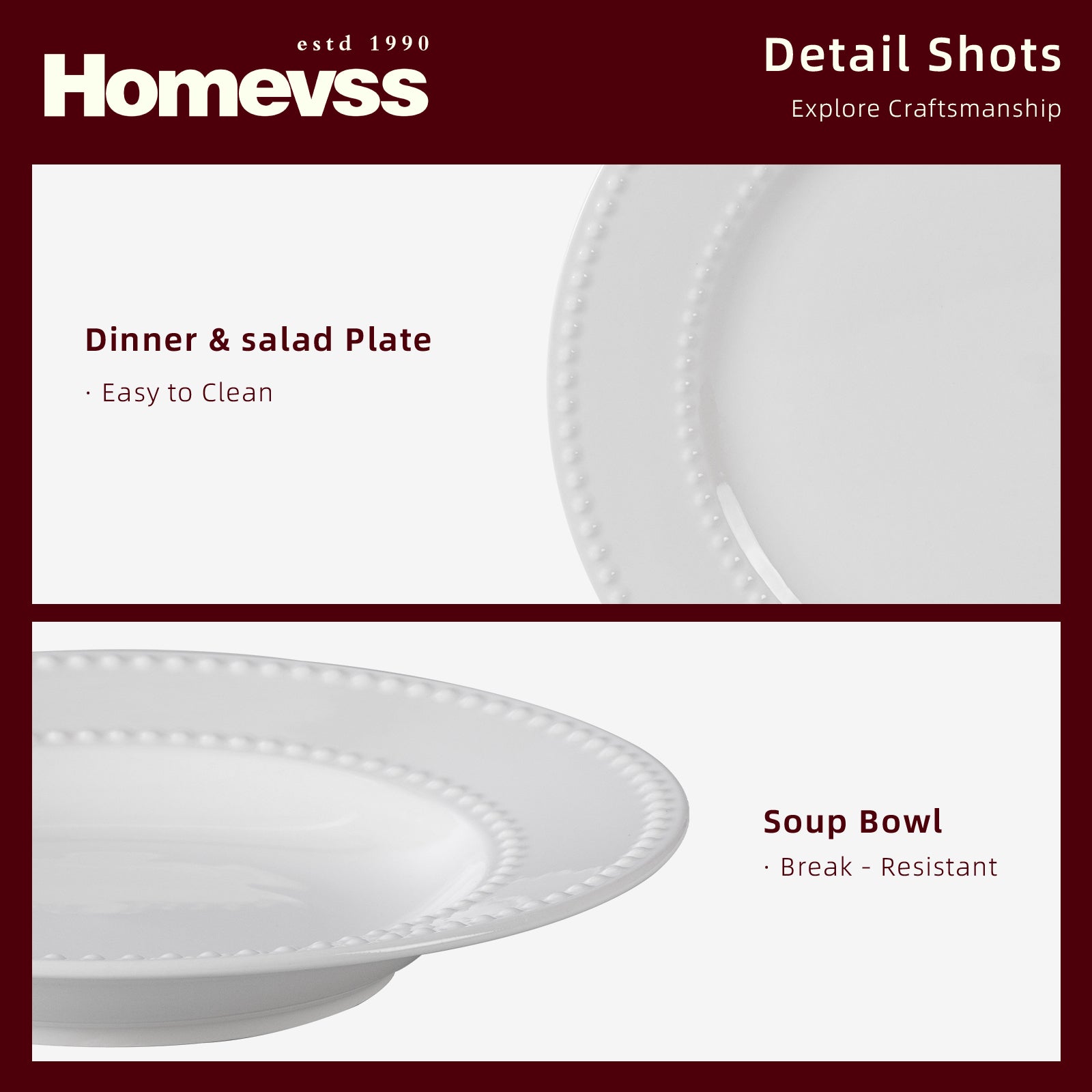 Bone China Embossed Pearl Dots Dinnerware Set