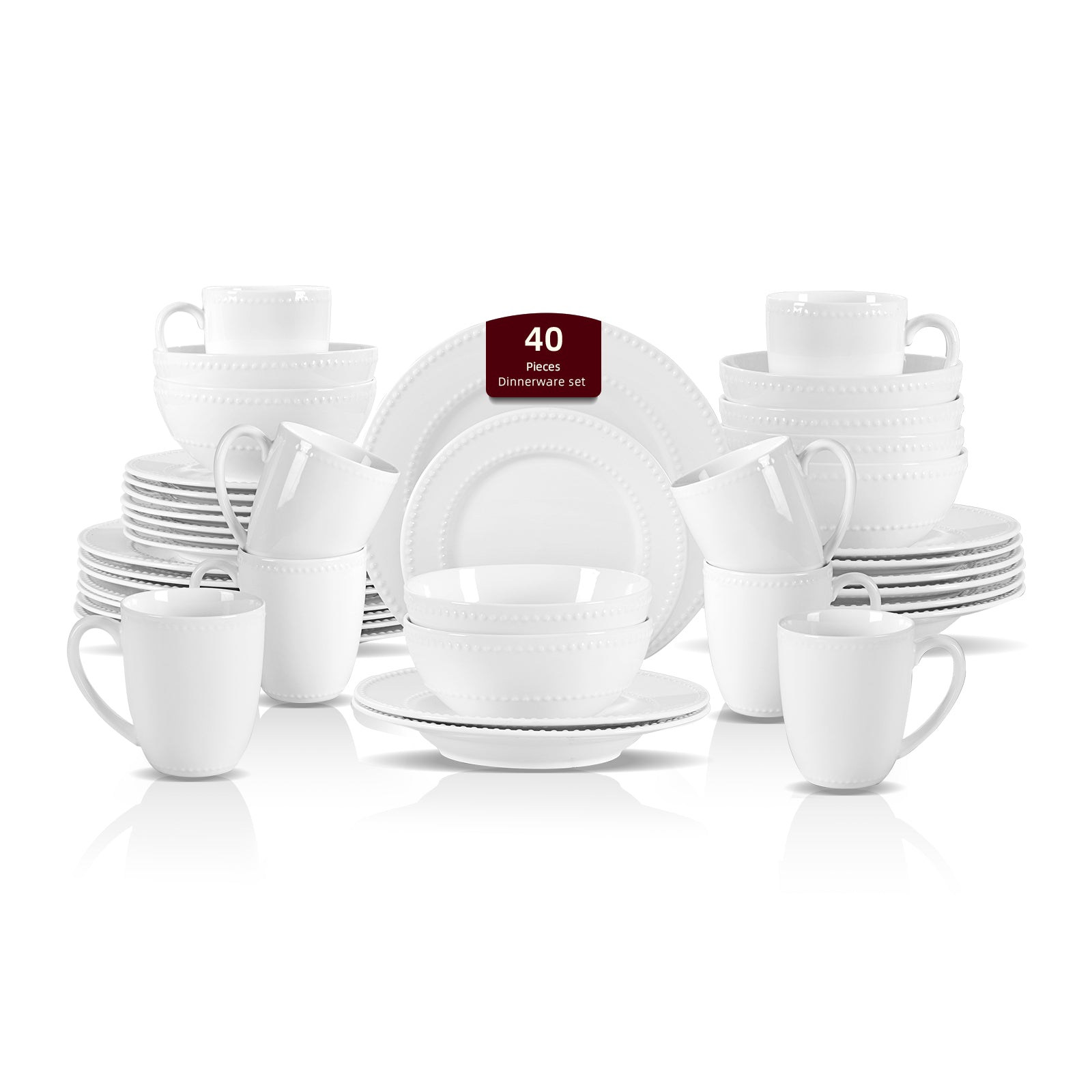 Bone China Embossed Pearl Dots Dinnerware Set