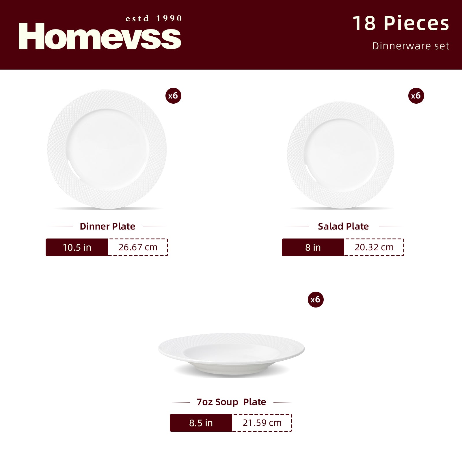 Bone China Embossed Diamond Dinnerware Set