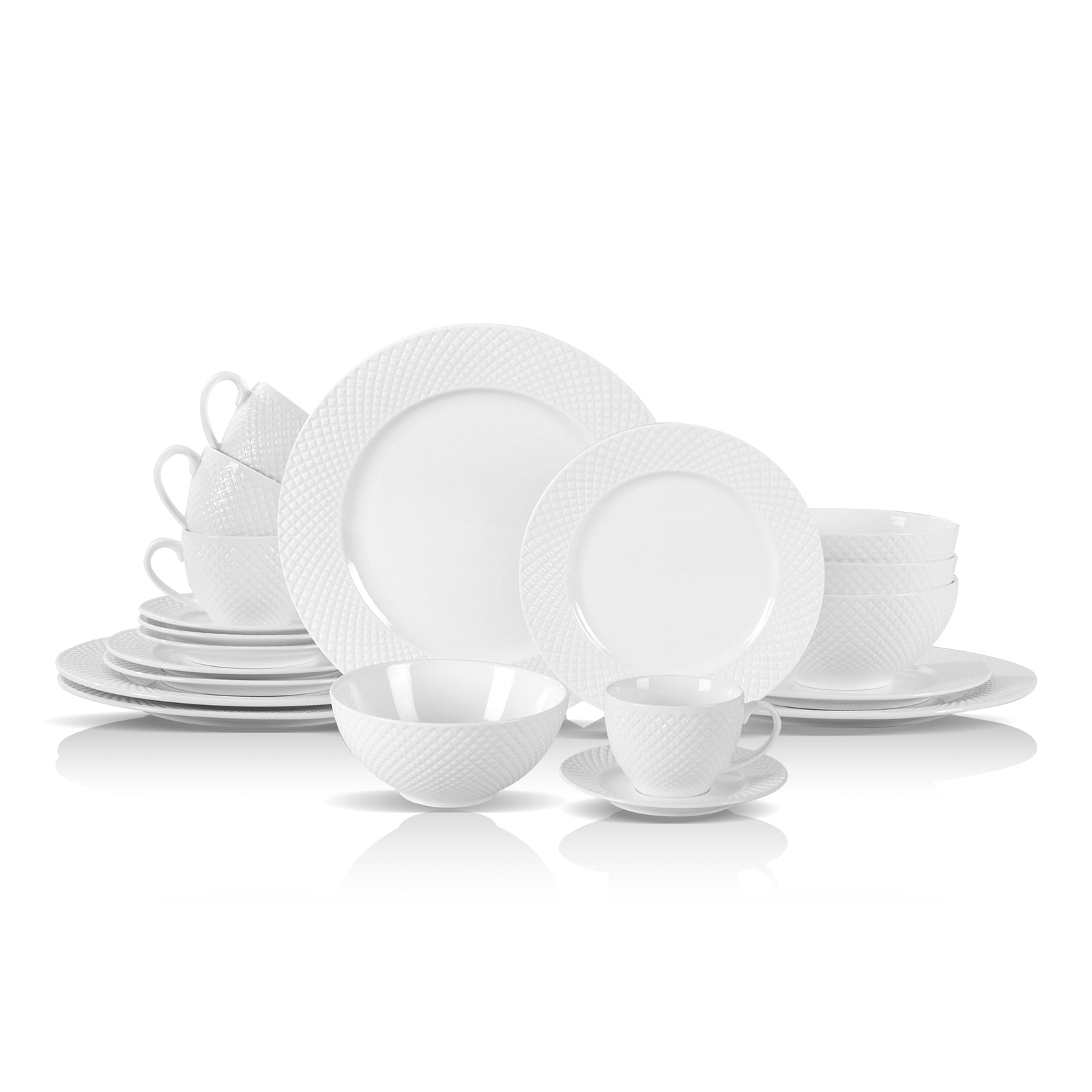 Bone China Embossed Diamond Dinnerware Set