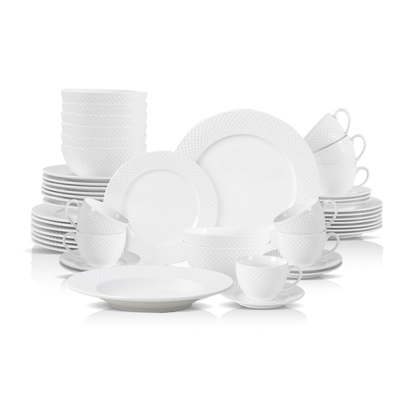 Bone China Embossed Diamond Dinnerware Set