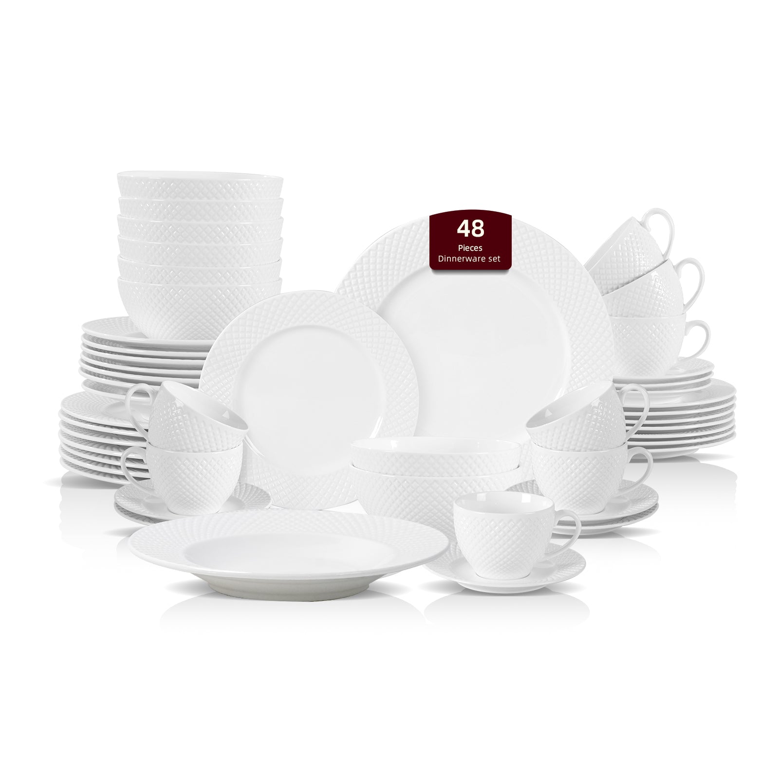 Bone China Embossed Diamond Dinnerware Set
