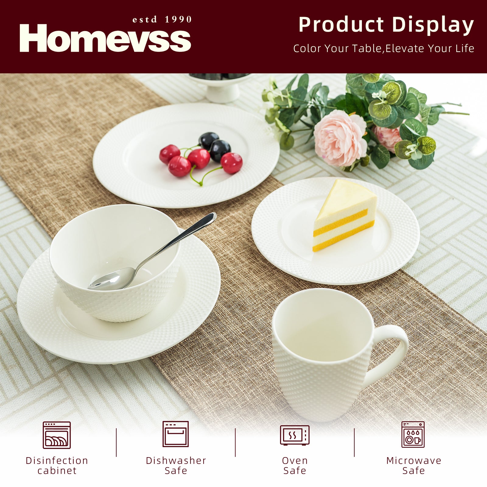 Bone China Embossed Diamond Dinnerware Set