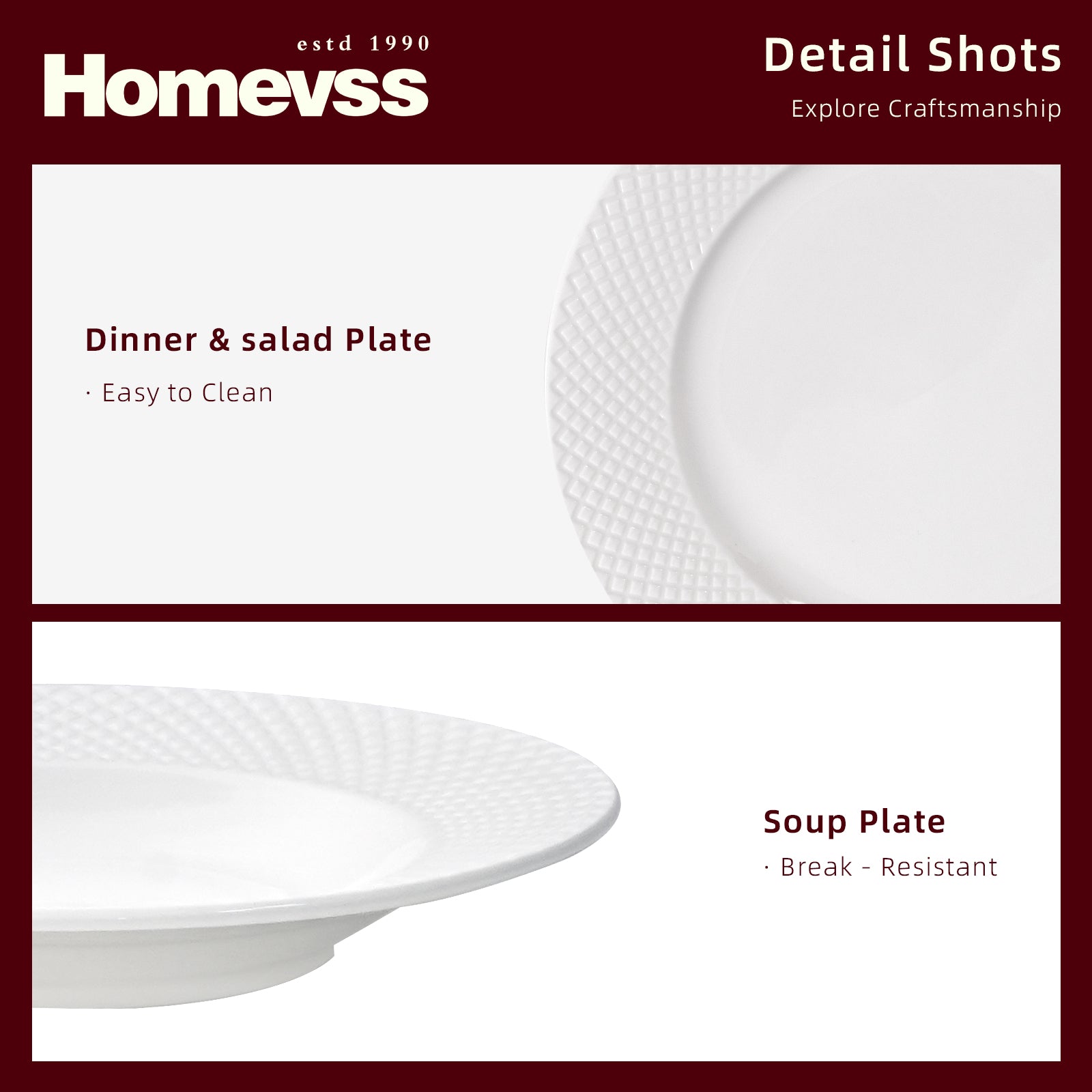 Bone China Embossed Diamond Dinnerware Set