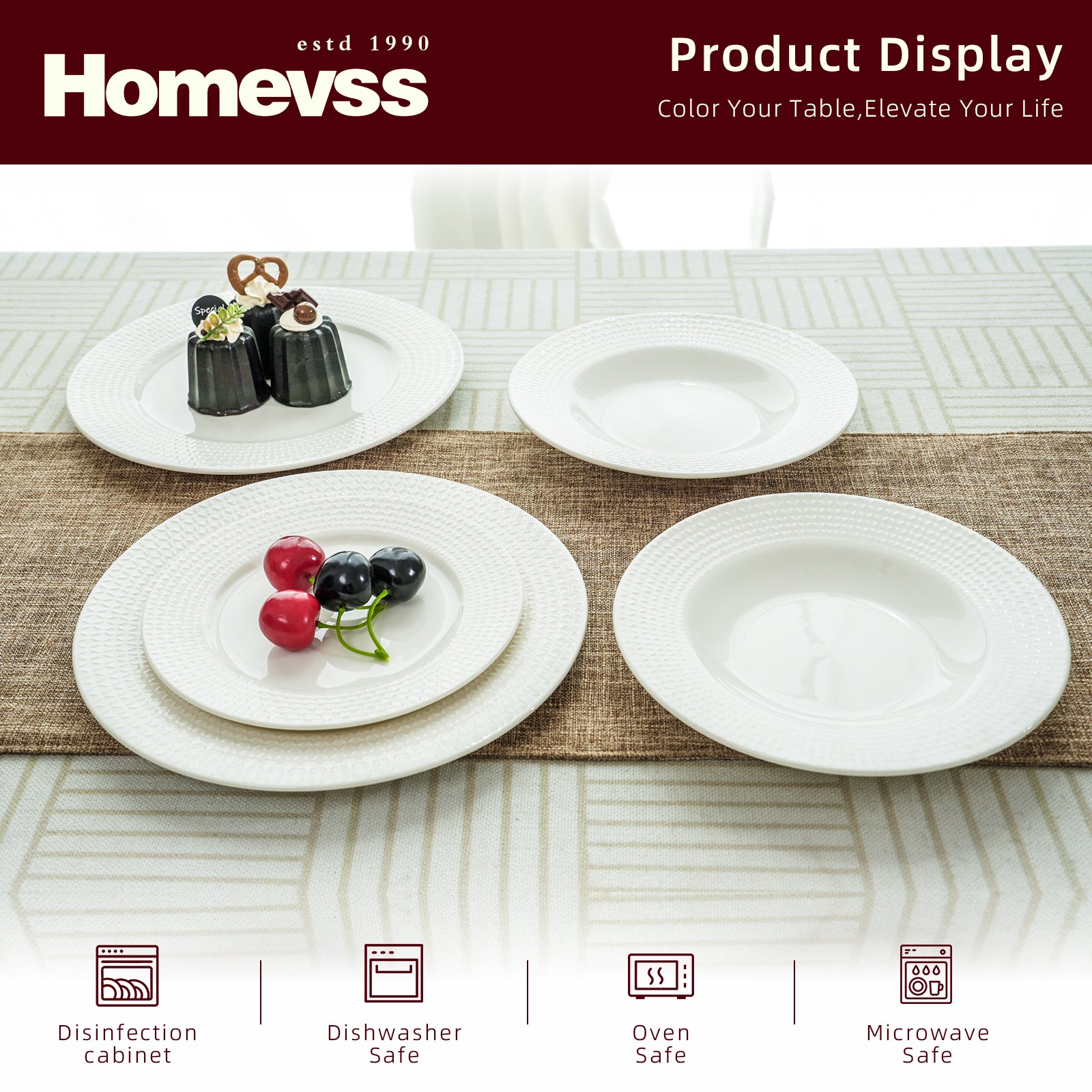 Bone China Embossed Waves Dinnerware Set