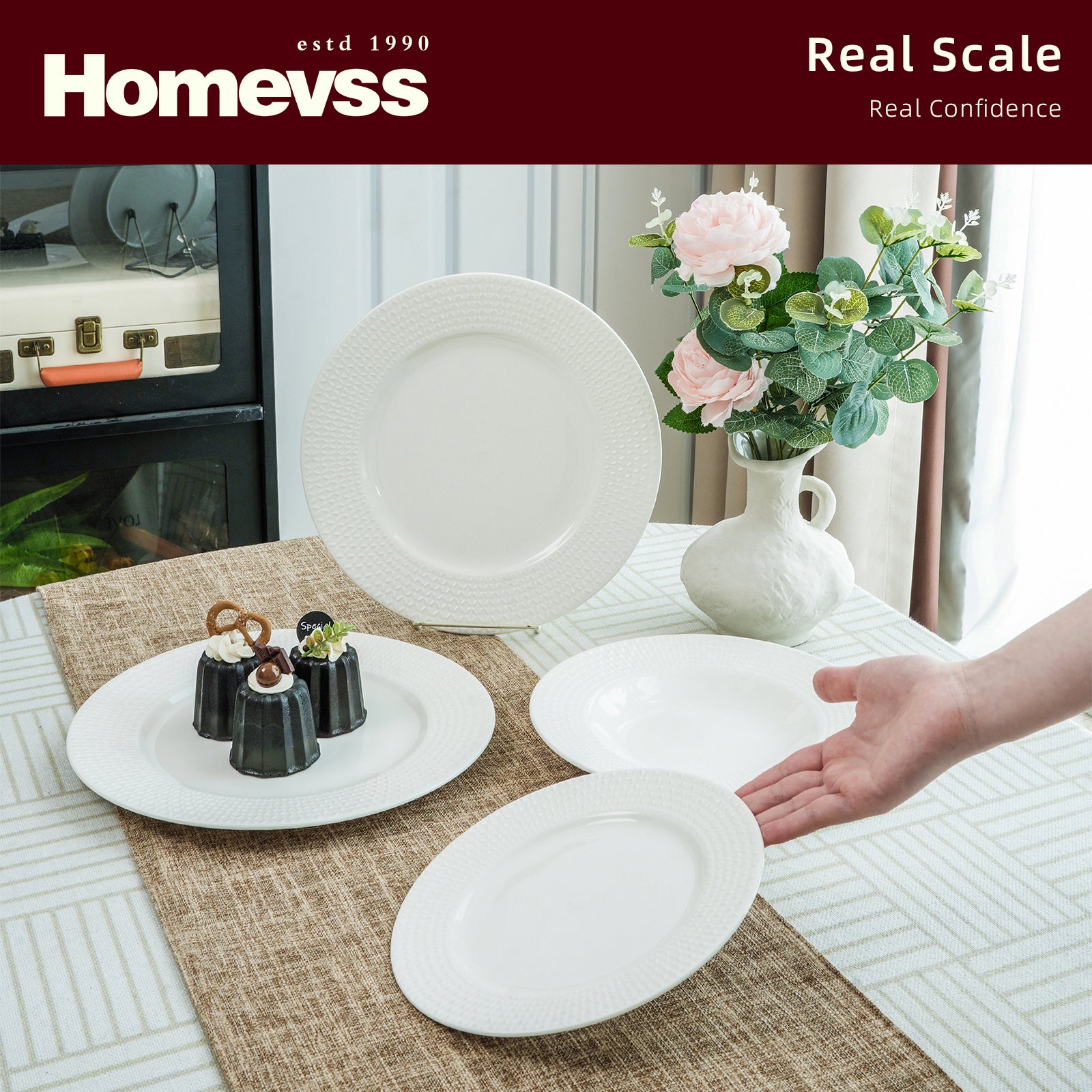 Bone China Embossed Waves Dinnerware Set