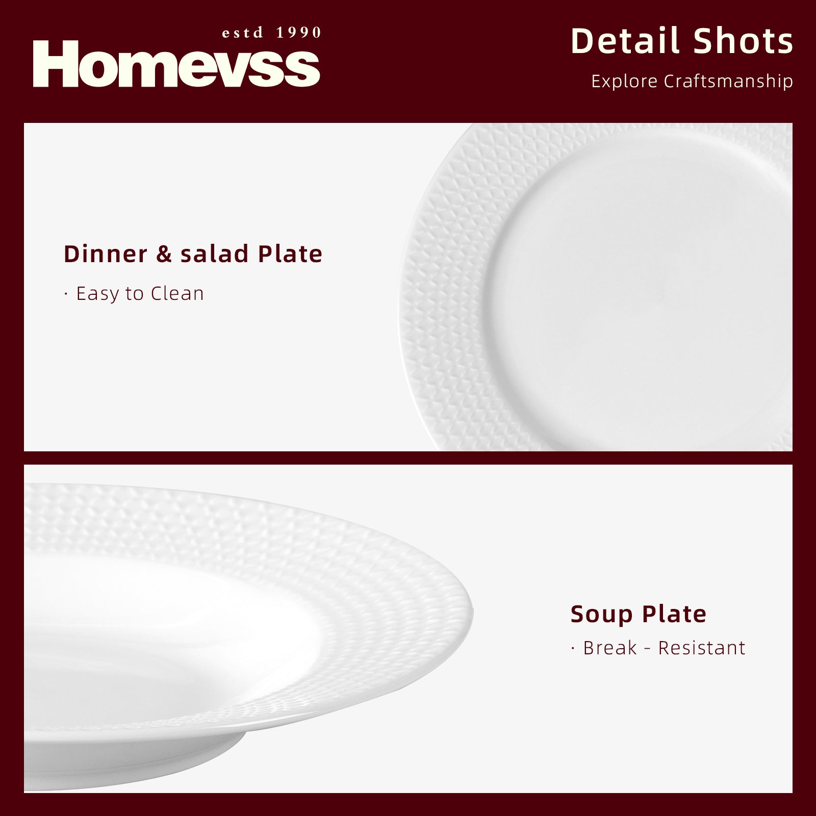 Bone China Embossed Waves Dinnerware Set