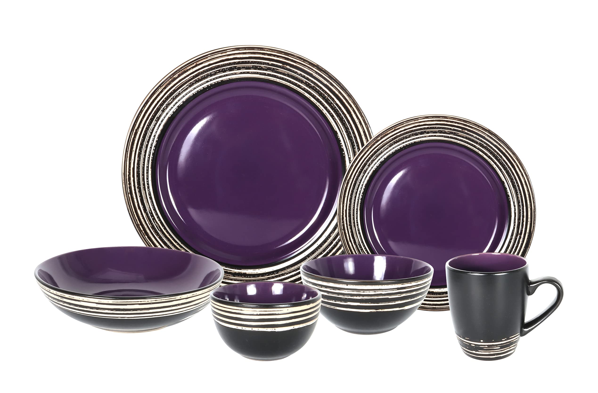 Stoneware Handcrafted Tree Bark Effected Glaze Dinnerware Set