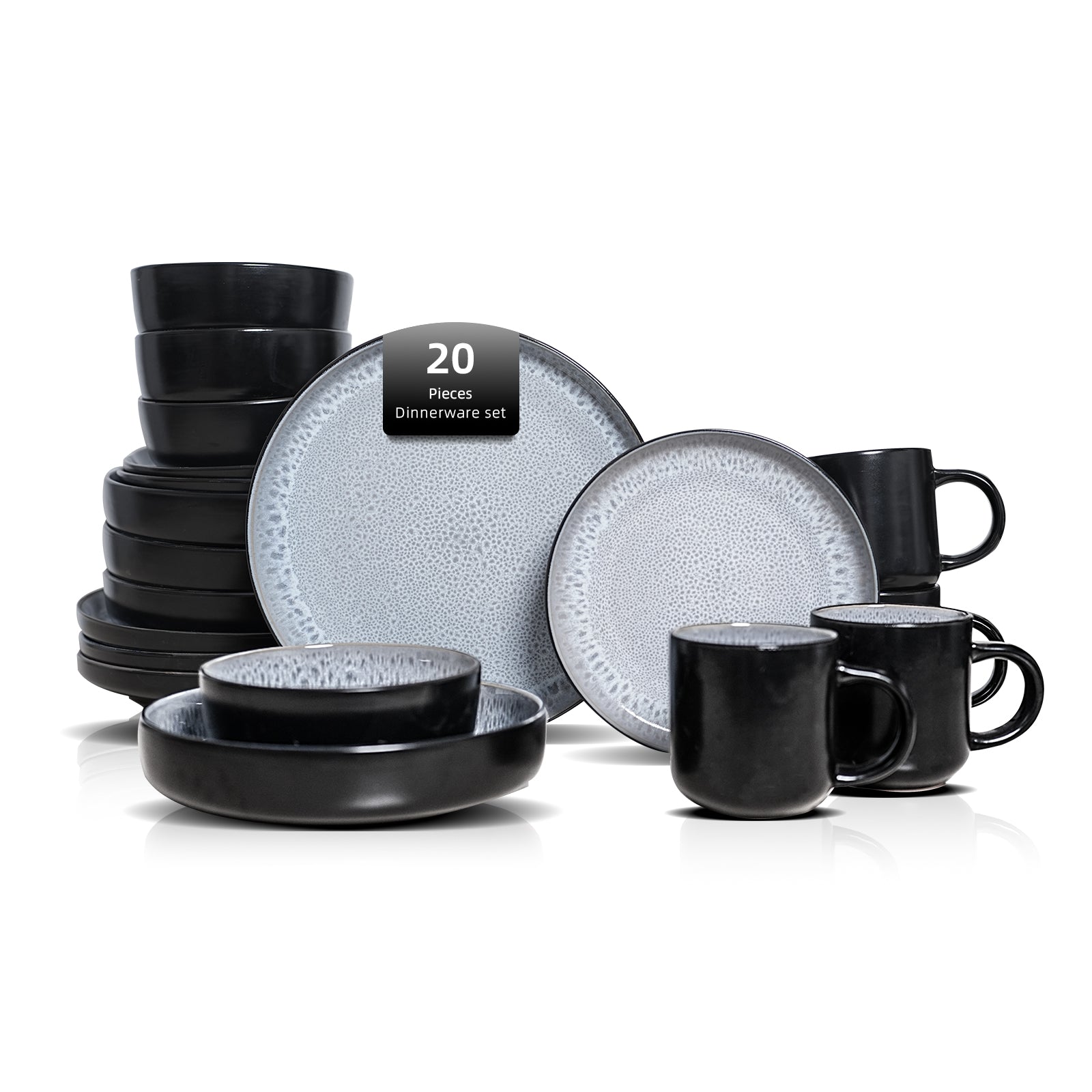 Euro-Nordic Stoneware Dinnerware Set, Reactive-Glaze,HW