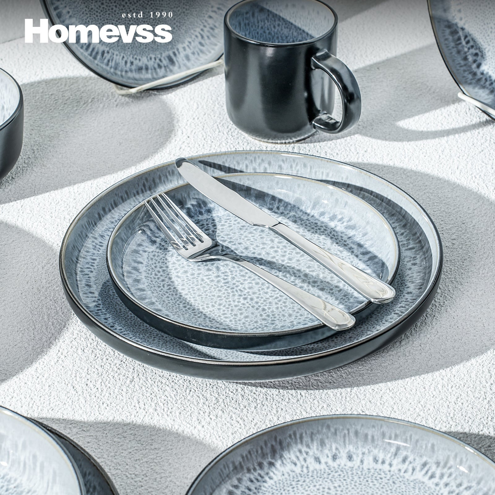 Euro-Nordic Stoneware Dinnerware Set, Reactive-Glaze,HW