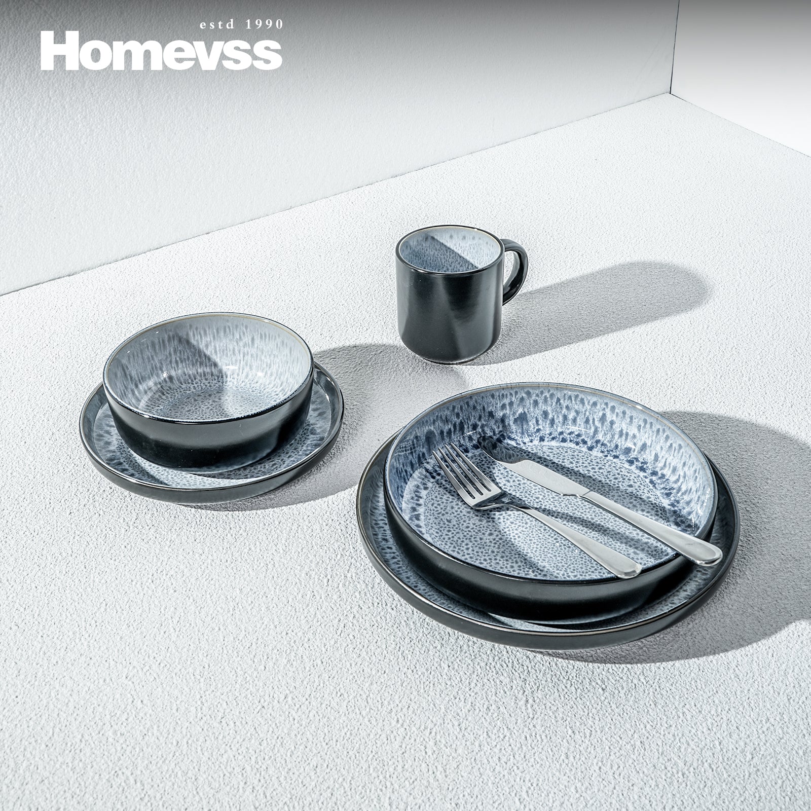 Euro-Nordic Stoneware Dinnerware Set, Reactive-Glaze,HW