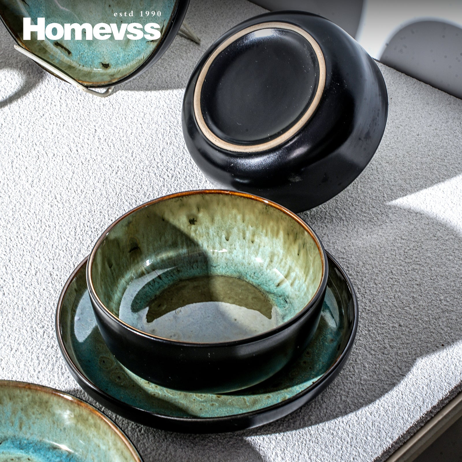 🎃Halloween-Ready🎃 Euro-Nordic Stoneware Dinnerware Set, Reactive Glaze