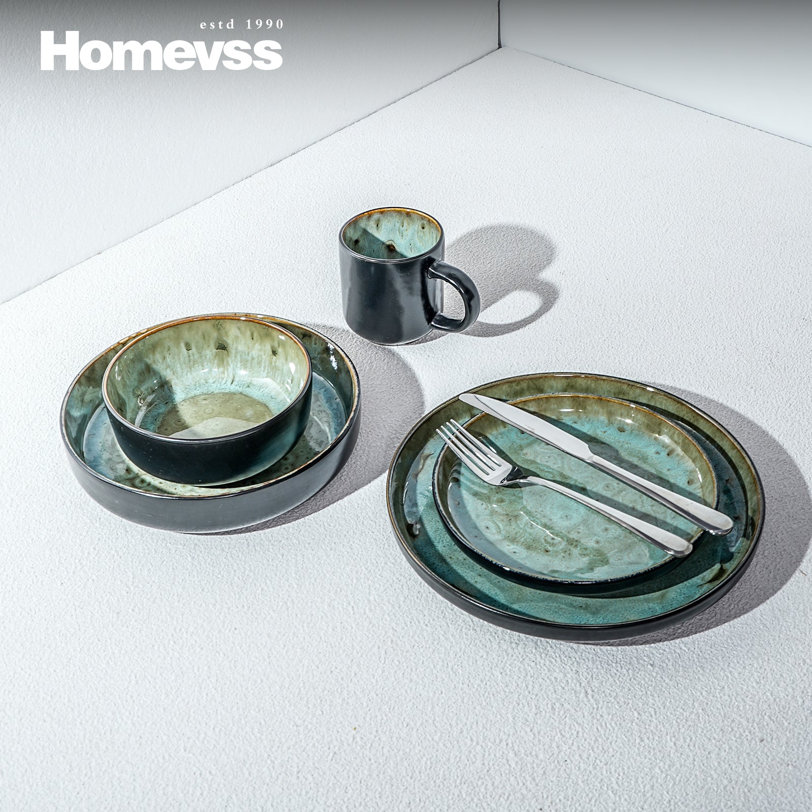 🎃Halloween-Ready🎃 Euro-Nordic Stoneware Dinnerware Set, Reactive Glaze