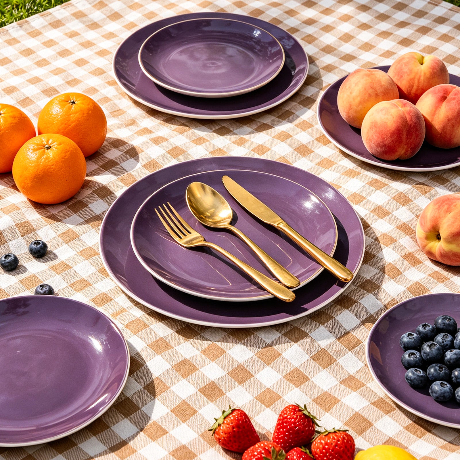 Stoneware Coupe Shape Plate Set