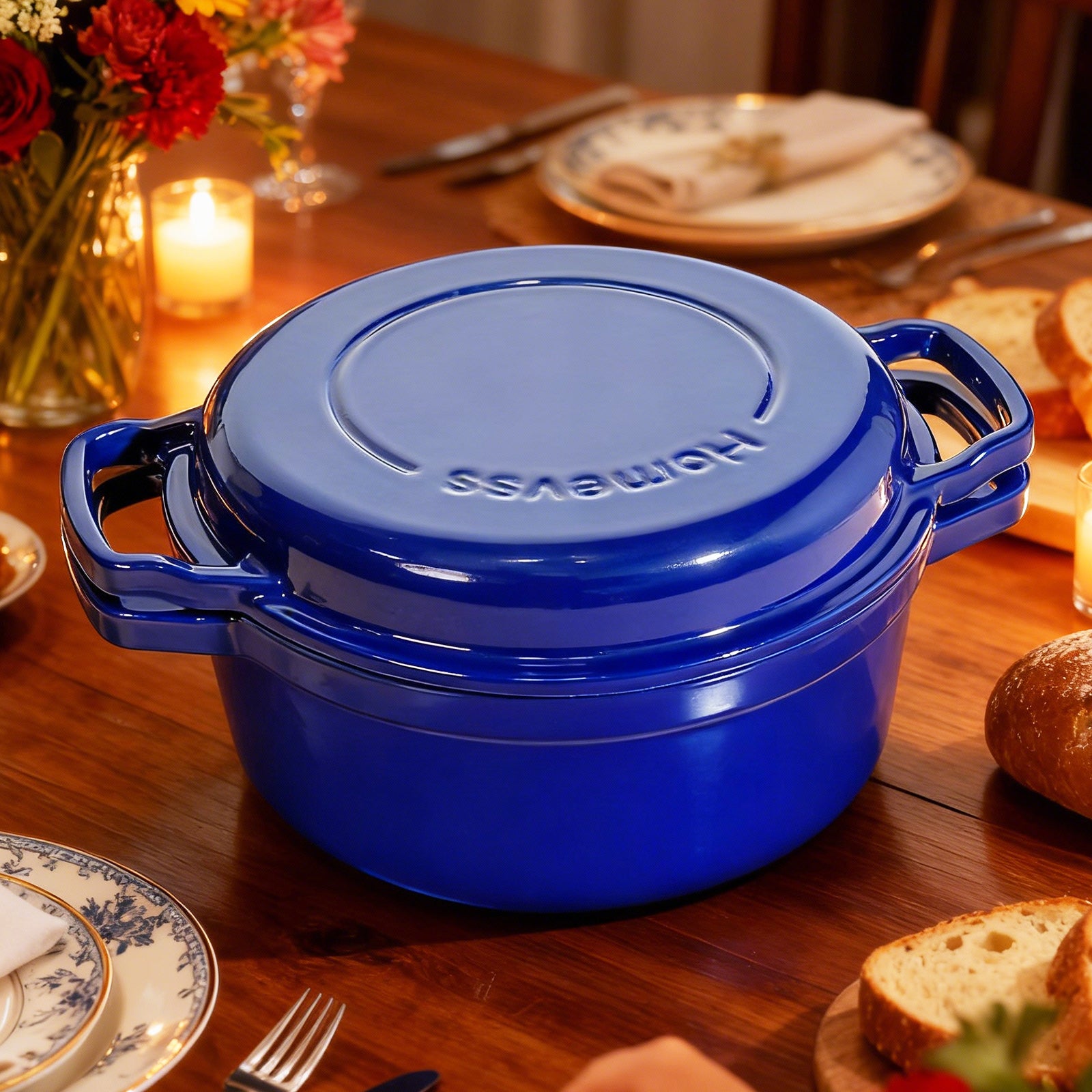 5-Quart Enameled Cast Iron Double Dutch Oven