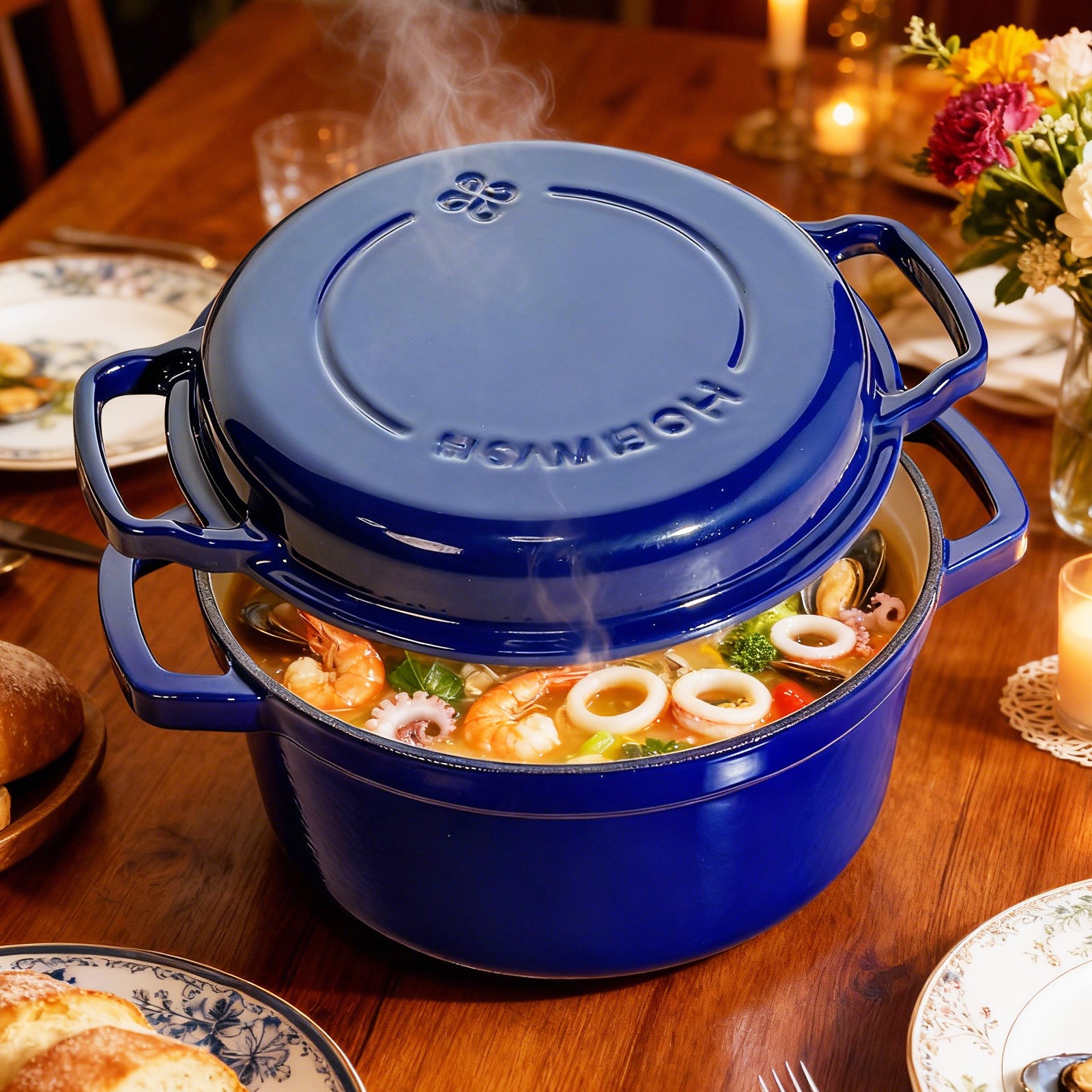 5-Quart Enameled Cast Iron Double Dutch Oven