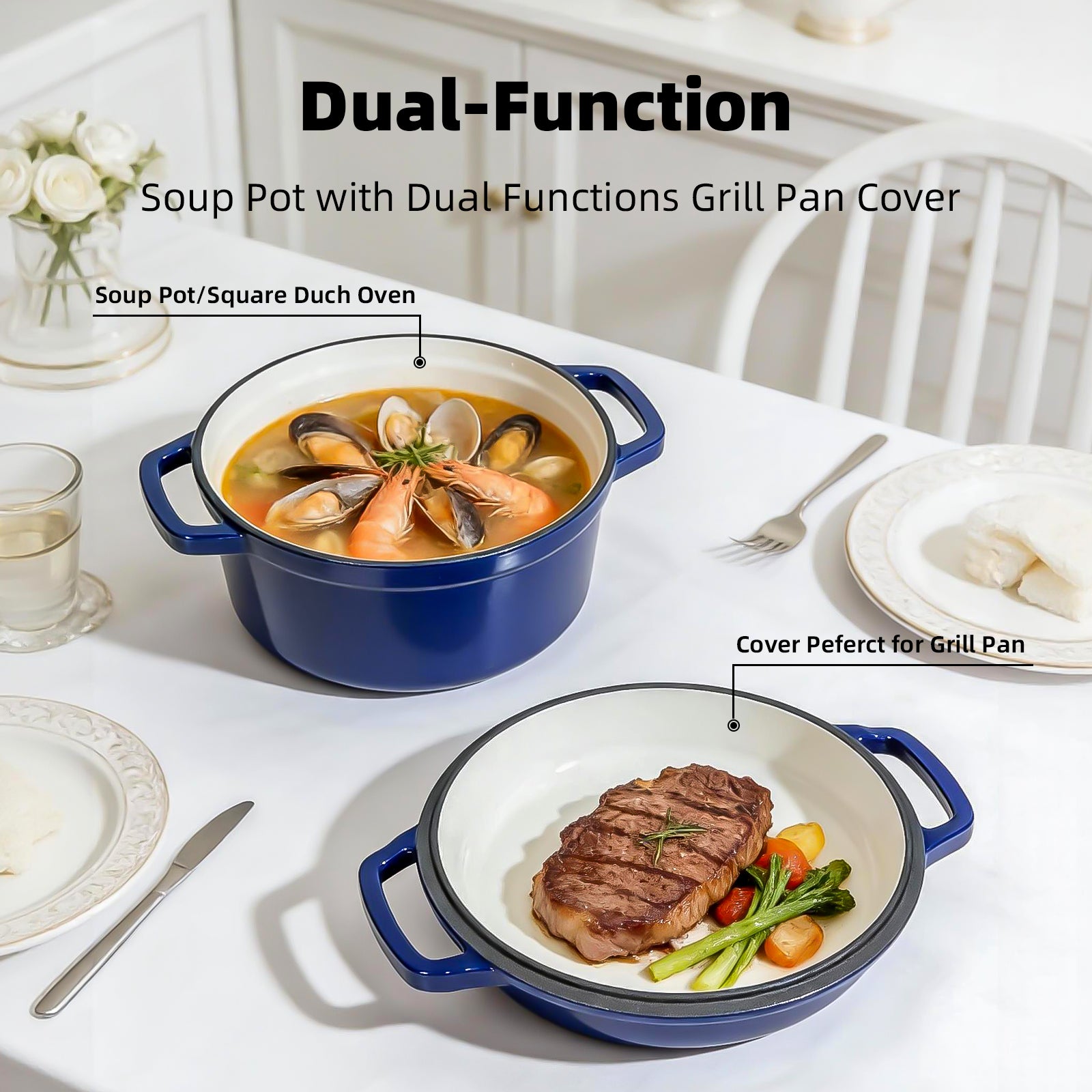 5-Quart Enameled Cast Iron Double Dutch Oven