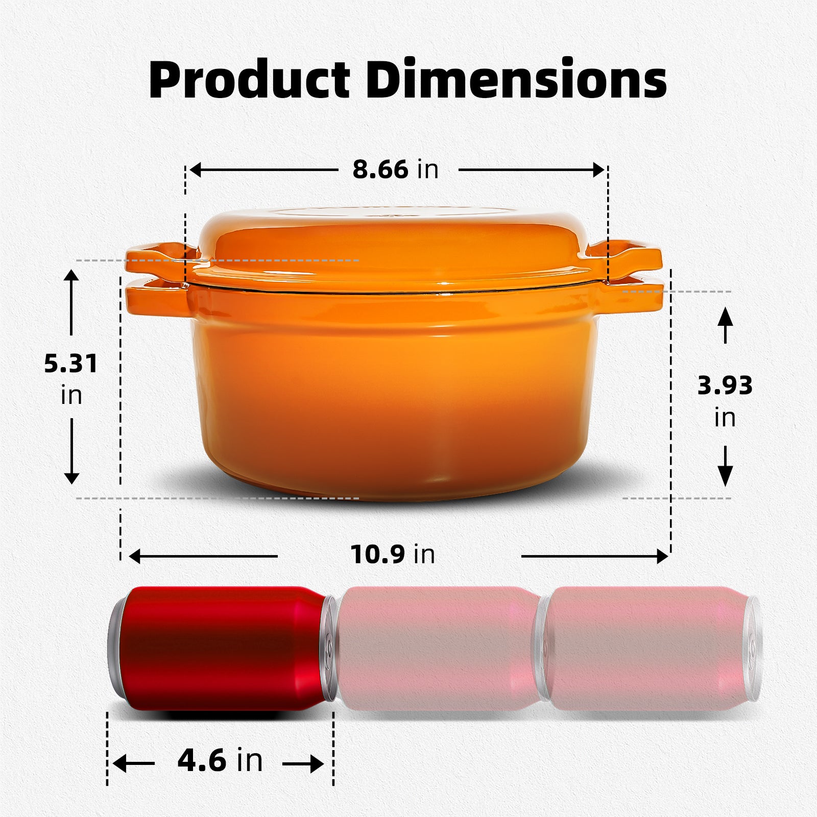 5-Quart Enameled Cast Iron Double Dutch Oven