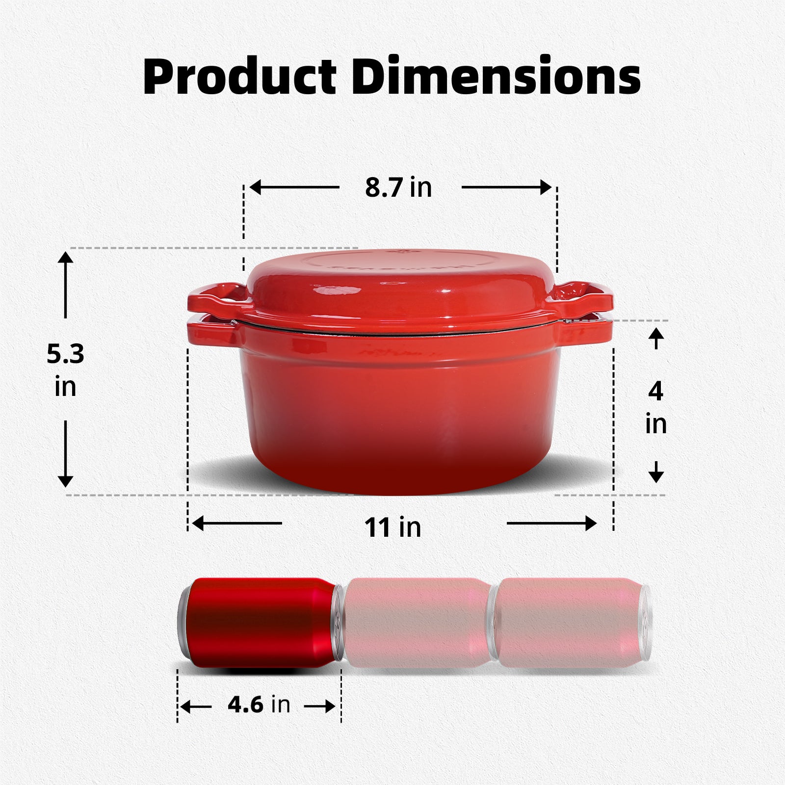 5-Quart Enameled Cast Iron Double Dutch Oven