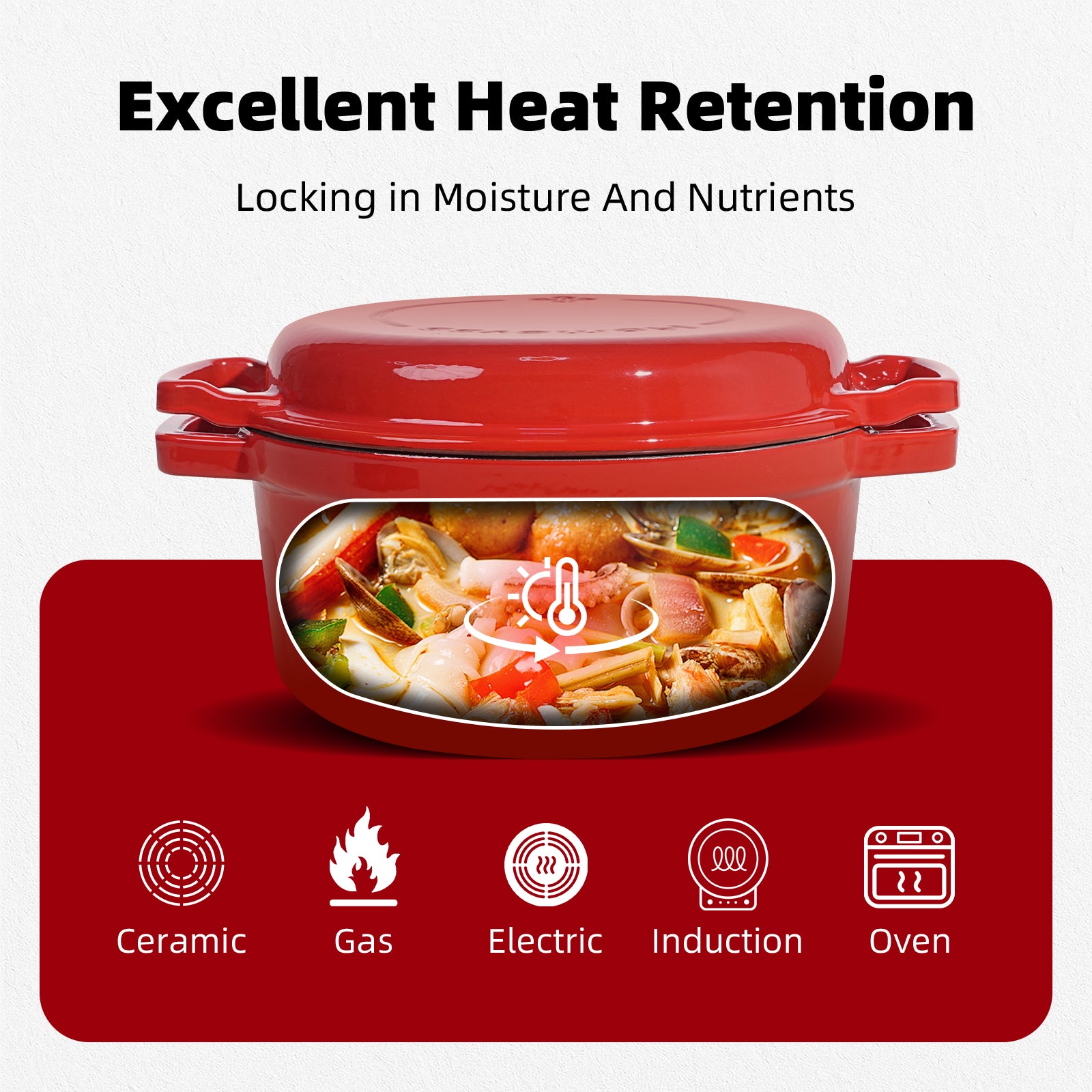 5-Quart Enameled Cast Iron Double Dutch Oven