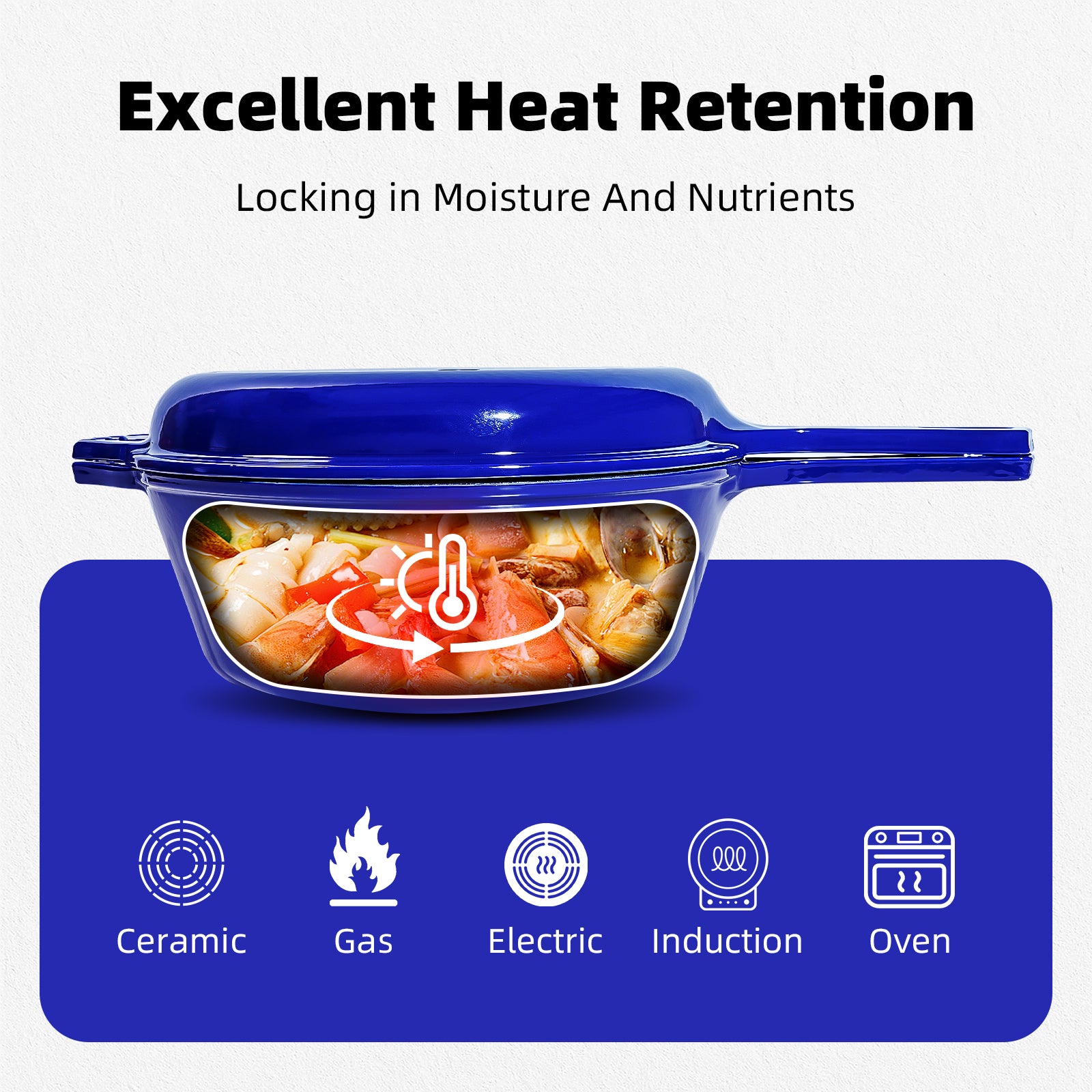 6.5-Quart Enameled Cast Iron Double Dutch Oven