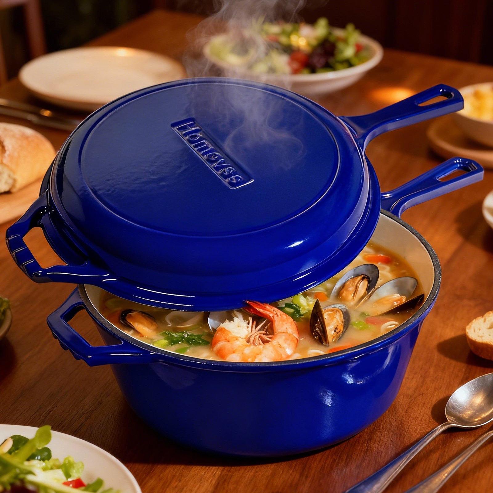 6.5-Quart Enameled Cast Iron Double Dutch Oven
