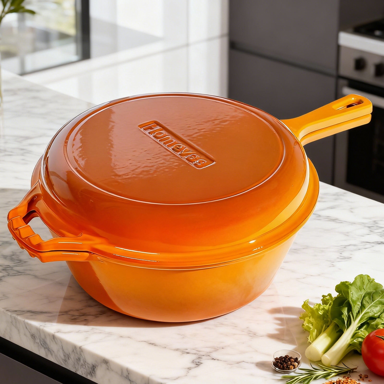 6.5-Quart Enameled Cast Iron Double Dutch Oven