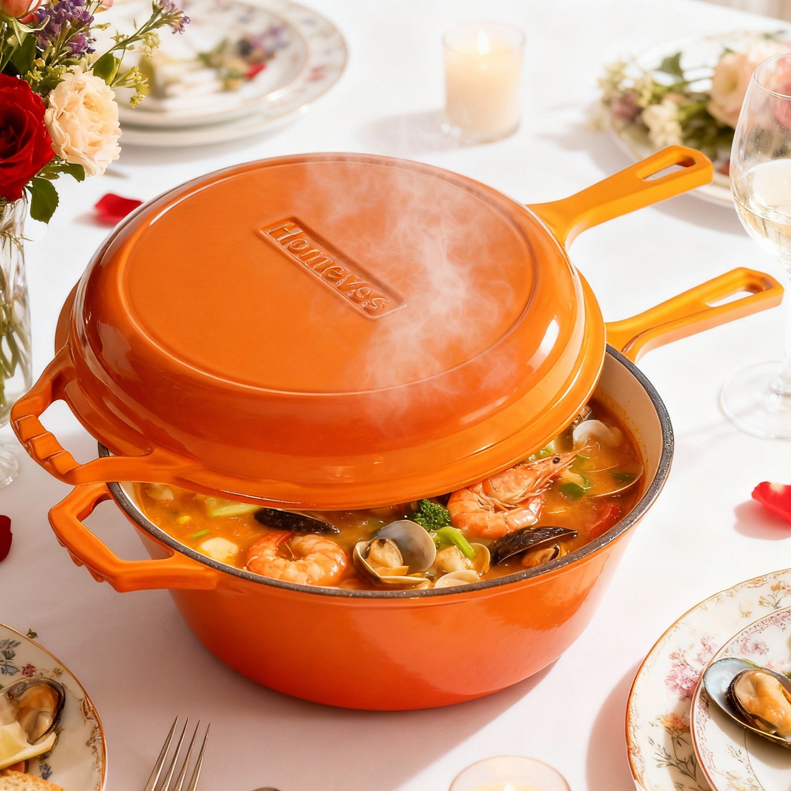 6.5-Quart Enameled Cast Iron Double Dutch Oven