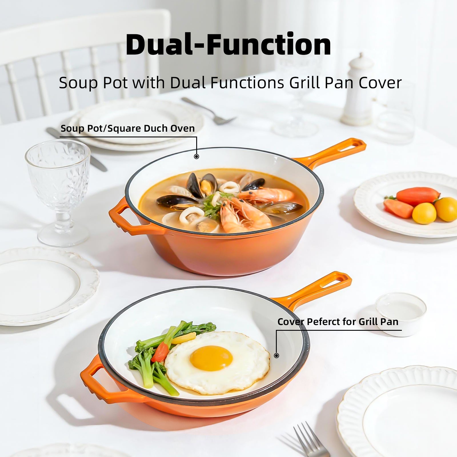 6.5-Quart Enameled Cast Iron Double Dutch Oven