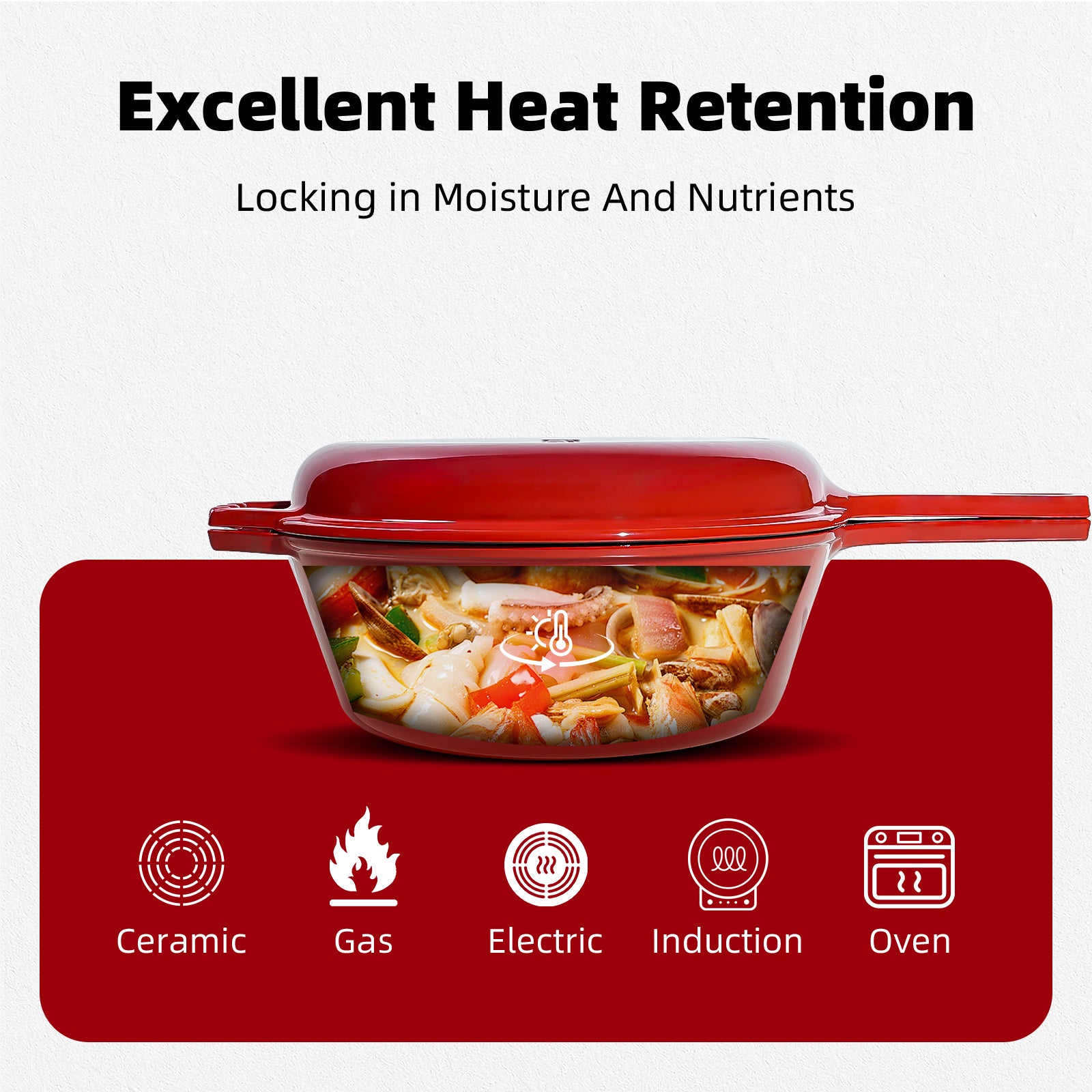 6.5-Quart Enameled Cast Iron Double Dutch Oven