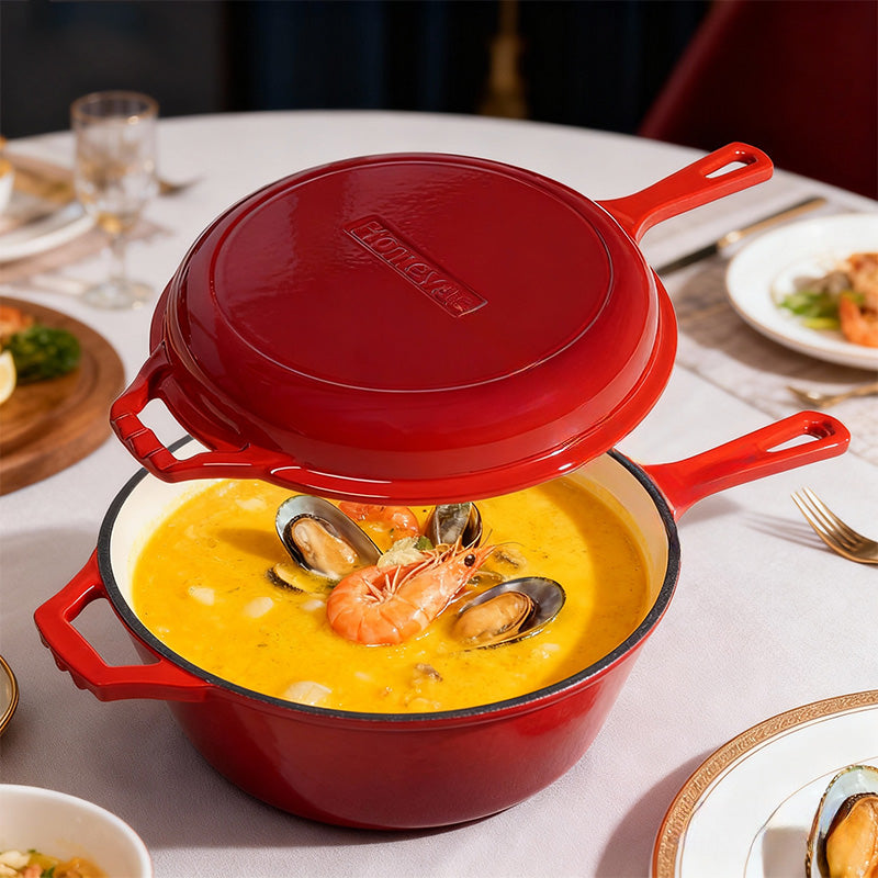 6.5-Quart Enameled Cast Iron Double Dutch Oven