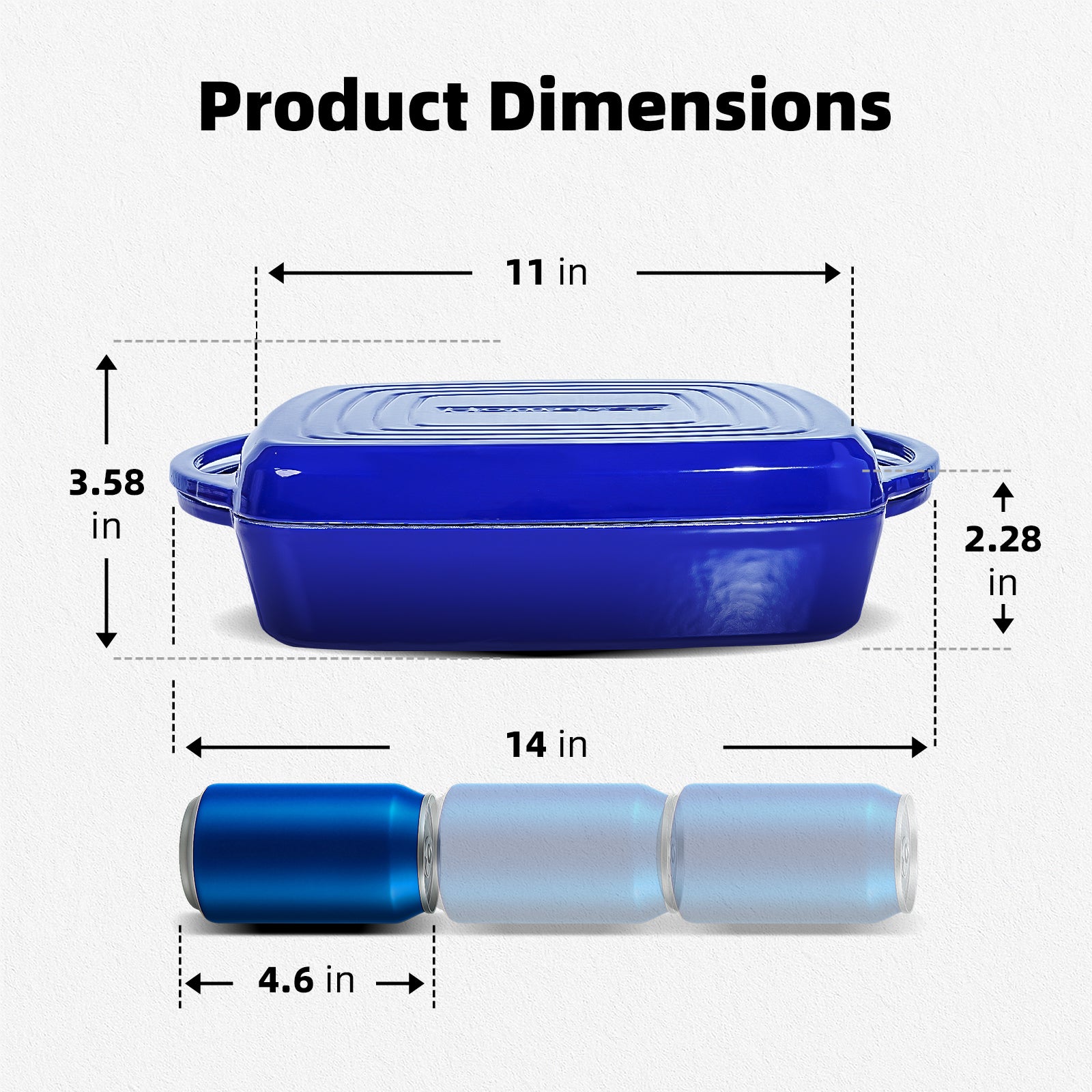 7-Quart Square Enameled Cast Iron Double Dutch Oven