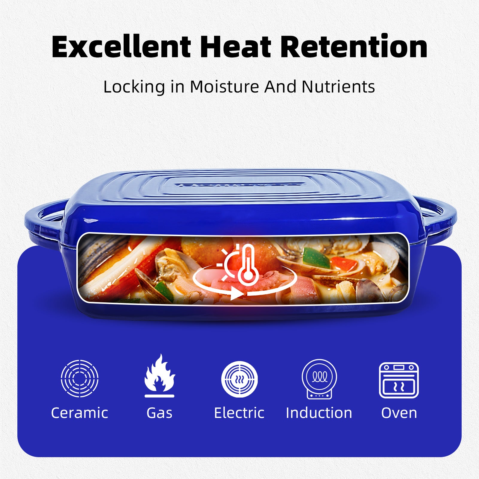 7-Quart Square Enameled Cast Iron Double Dutch Oven